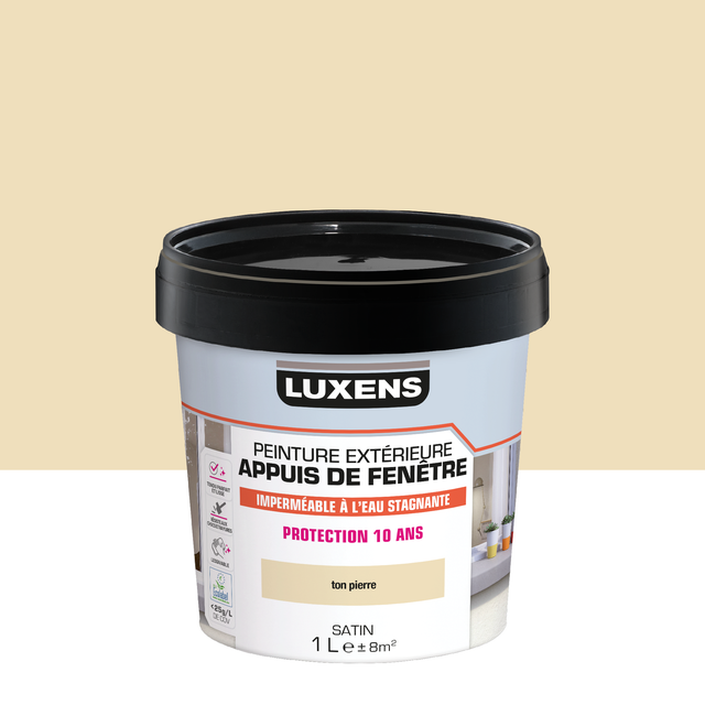 Peinture extérieure appui de fenêtre , LUXENS ton pierre satiné 1L