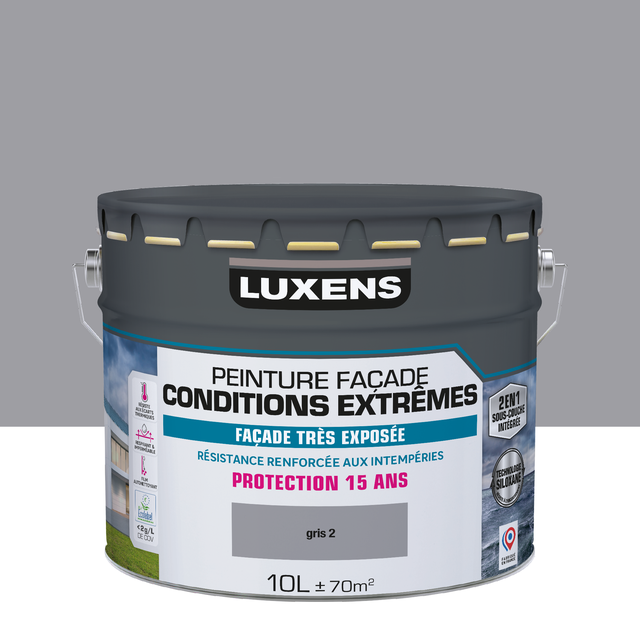 Peinture extérieure façade Conditions extrêmes LUXENS gris 2 mat 10l
