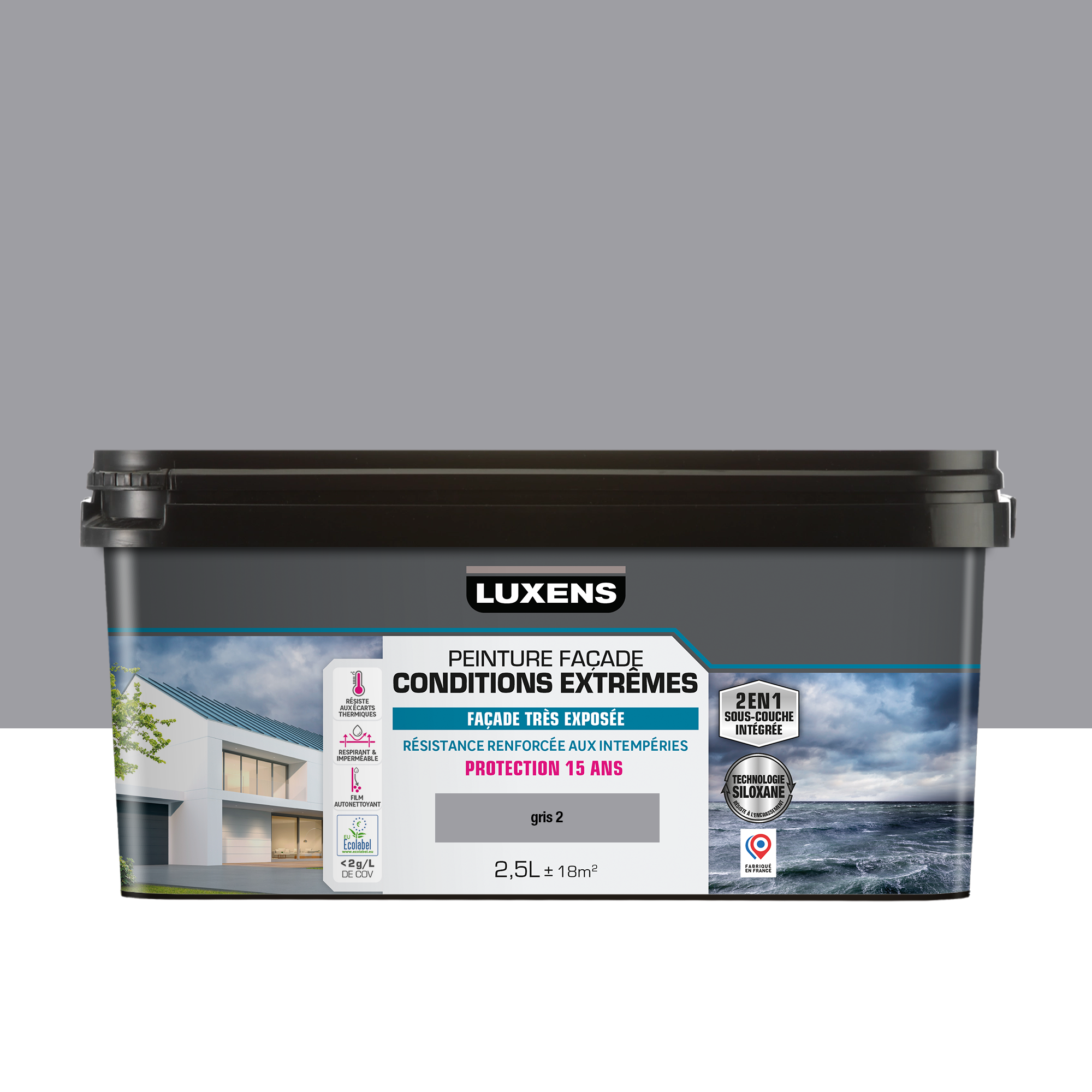 Peinture extérieure façade Conditions extrêmes LUXENS gris 2 mat 2.5l Leroy Merlin