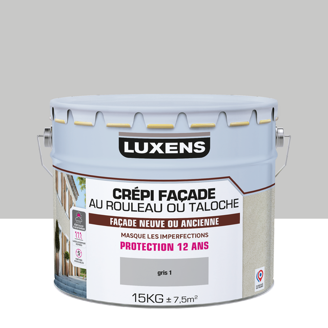 Crépi façade Neuve ou ancienne LUXENS, gris 1, 15 kg