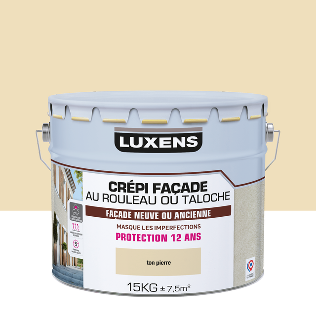 Crépi façade Neuve ou ancienne LUXENS, ton pierre, 15 kg
