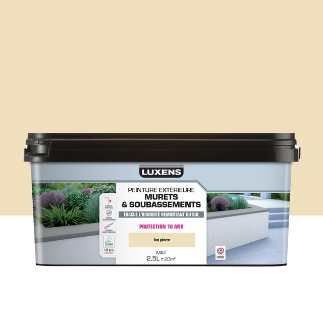 Peinture extérieure muret, soubassement LUXENS ton pierre mat 2.5l
