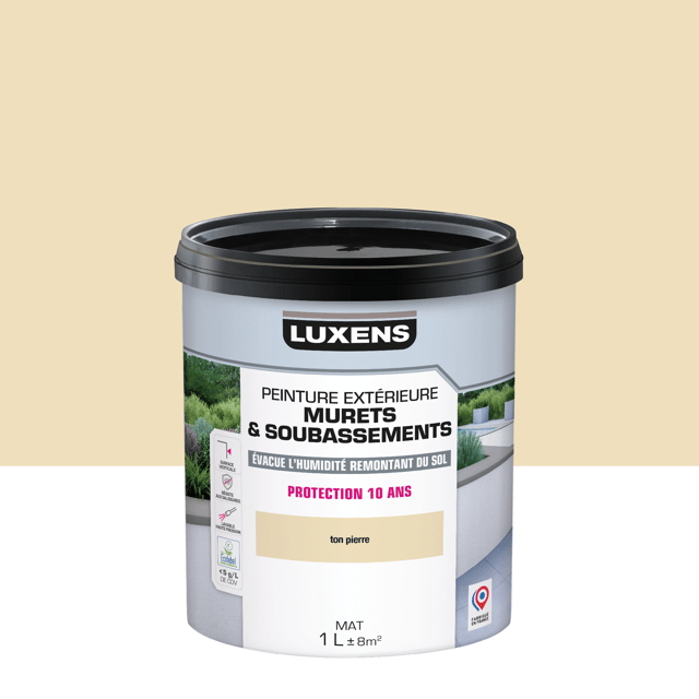 Peinture extérieure muret, soubassement LUXENS ton pierre mat 1l