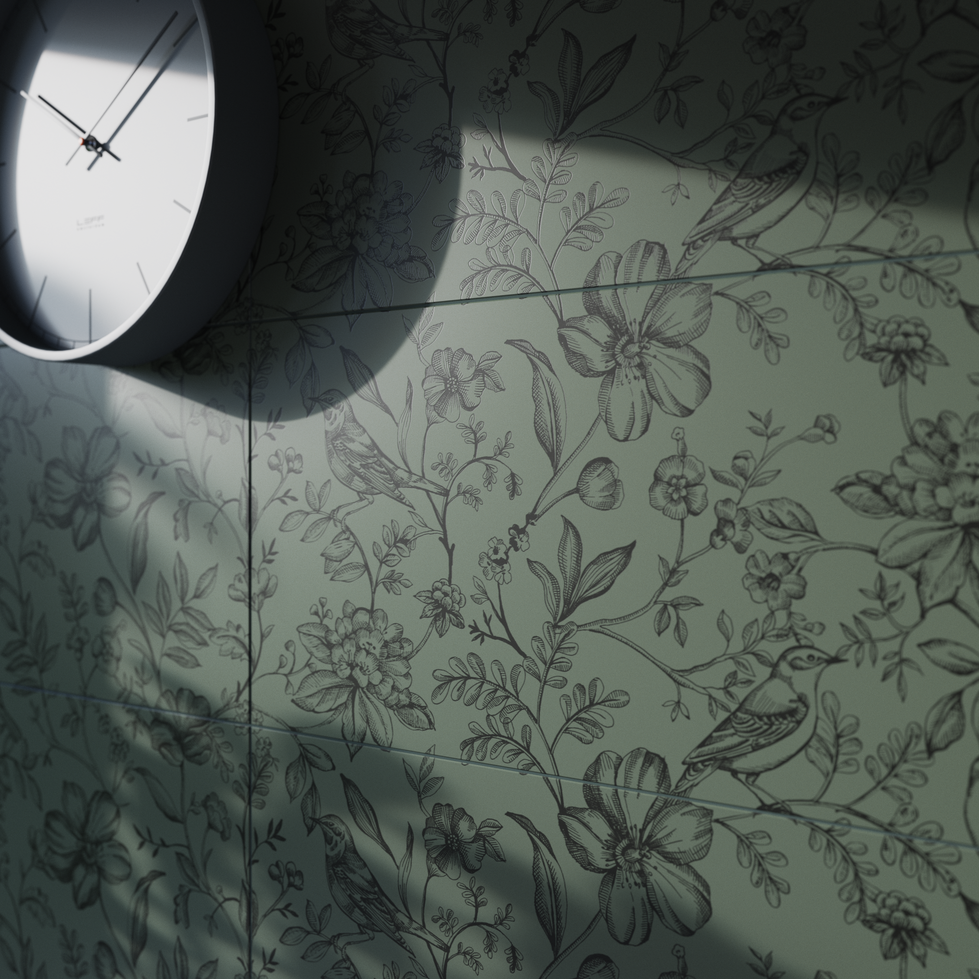 Azulejo cerámico arctic birdy efecto papel pintado green bot 30x90 cm artens