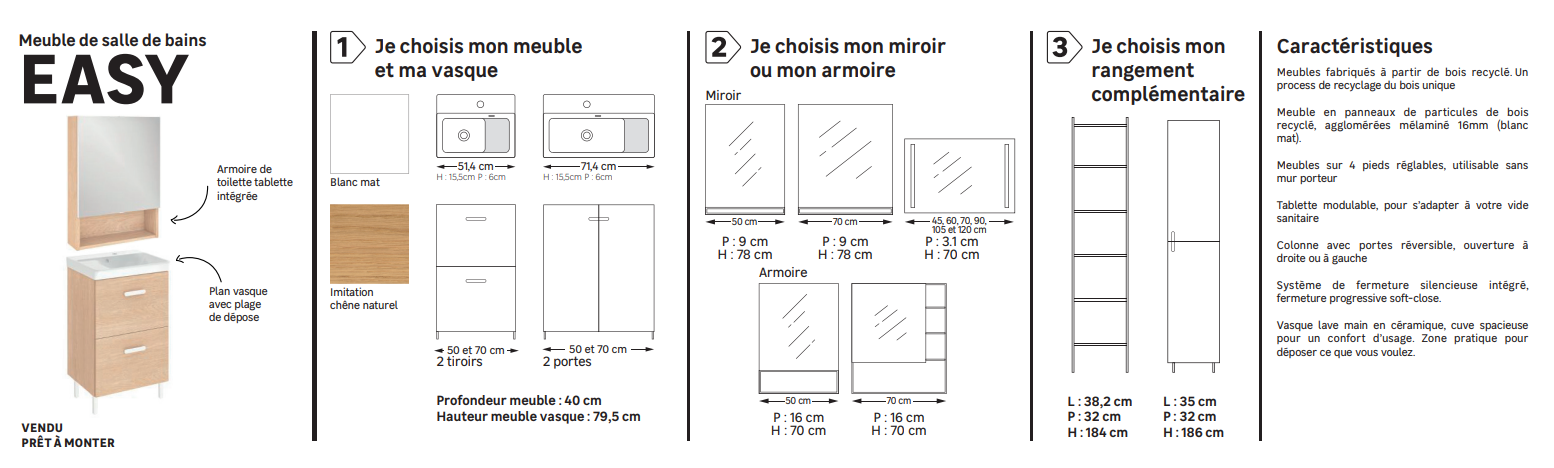 Etagère l.40 x H.184 x P.32 cm effet chêne naturel Easy - 13