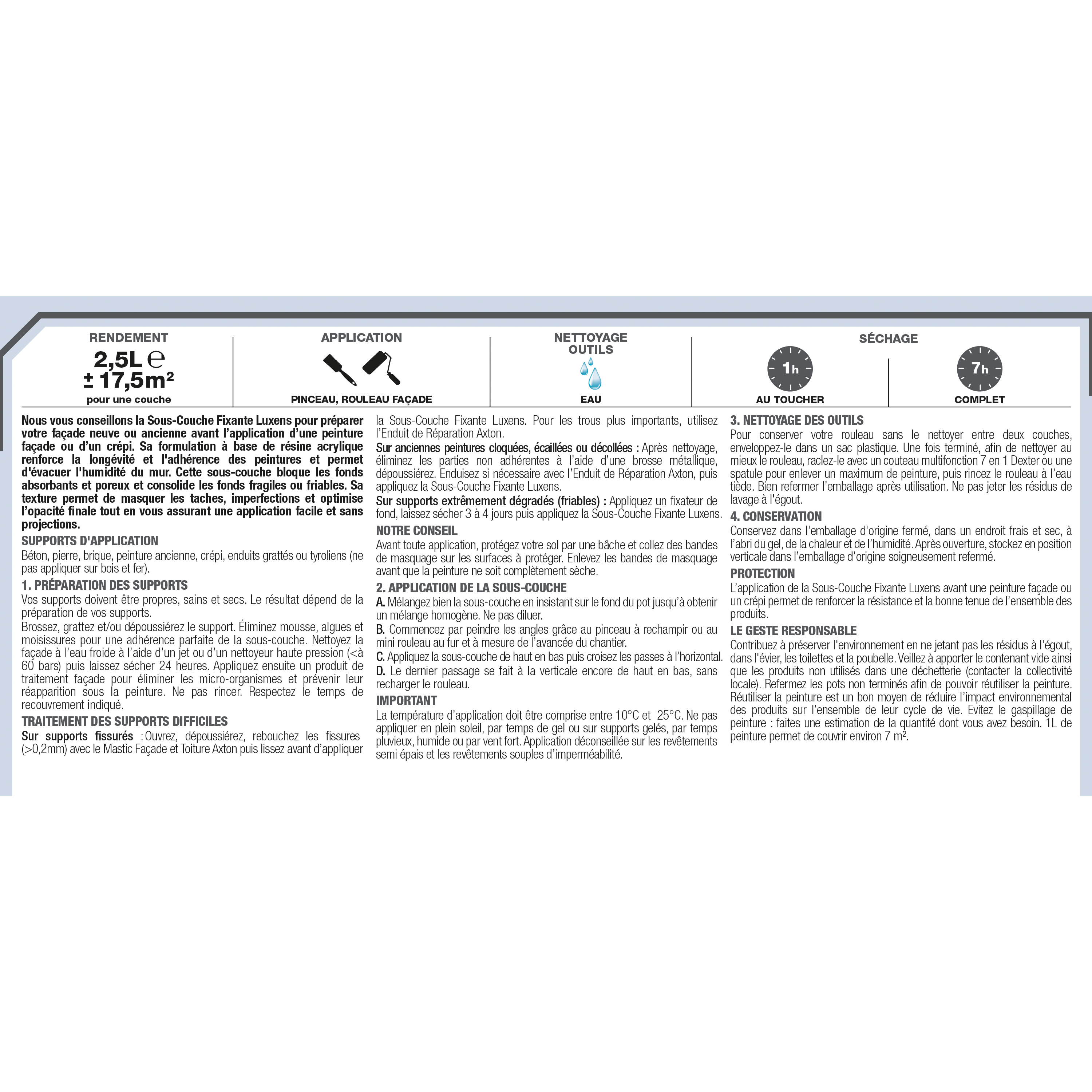 Sous-couche façade LUXENS blanc 2.5 L - 5