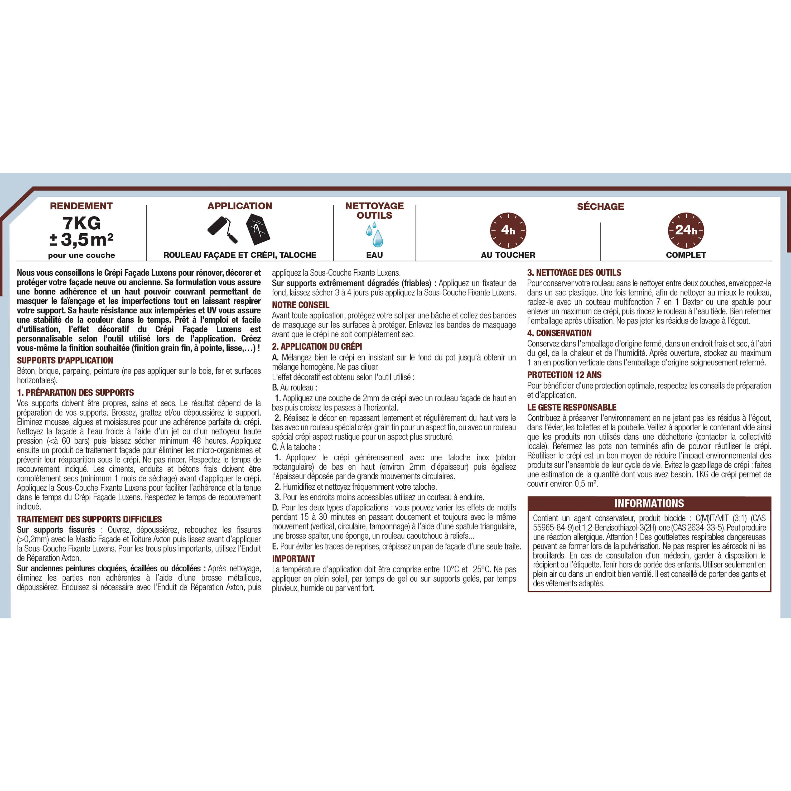 Crépi façade Neuve ou ancienne LUXENS, blanc, 7 kg - 5