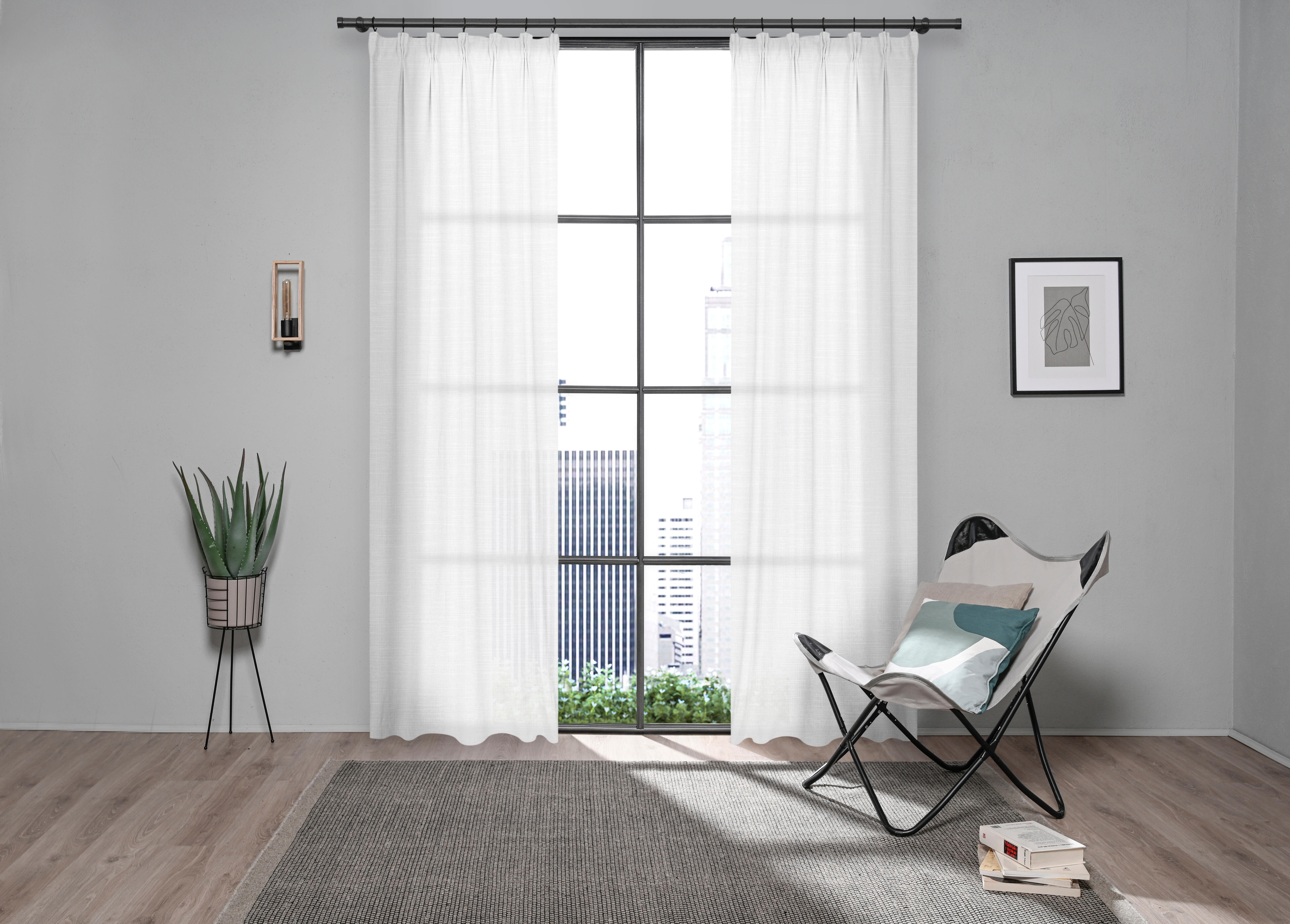 Cortinado fita e/ou presilha Charlina 140x280cm branco Inspire - 2