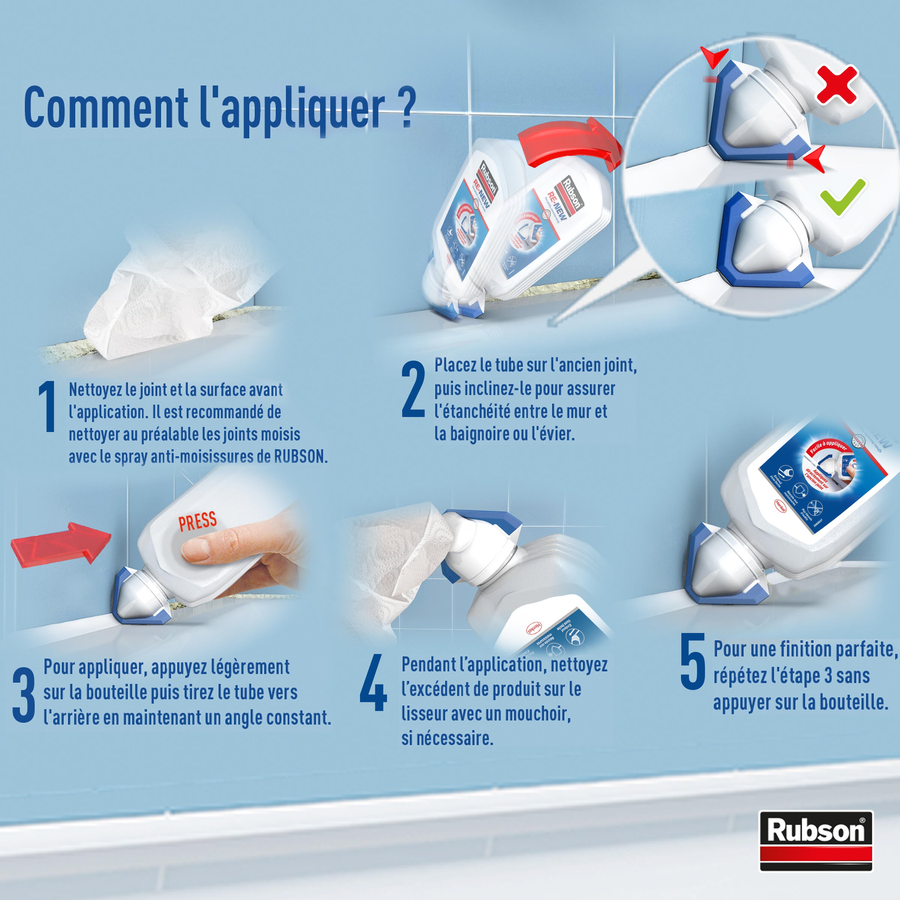 Mastic d'étanchéité Re-new RUBSON blanc 80ml - 6