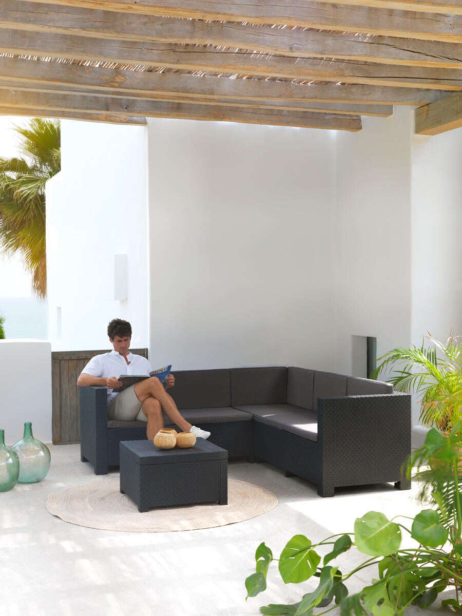 Set de porche oasis de resina inyectada gris grafito