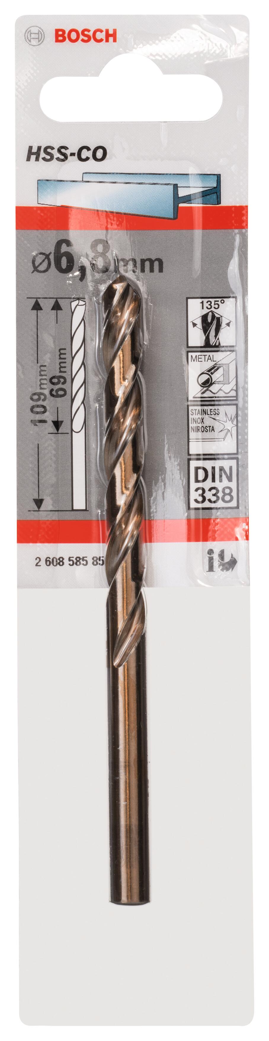 Broca para metal ø 6.8 x l. 109 mm bosch hss-co din338