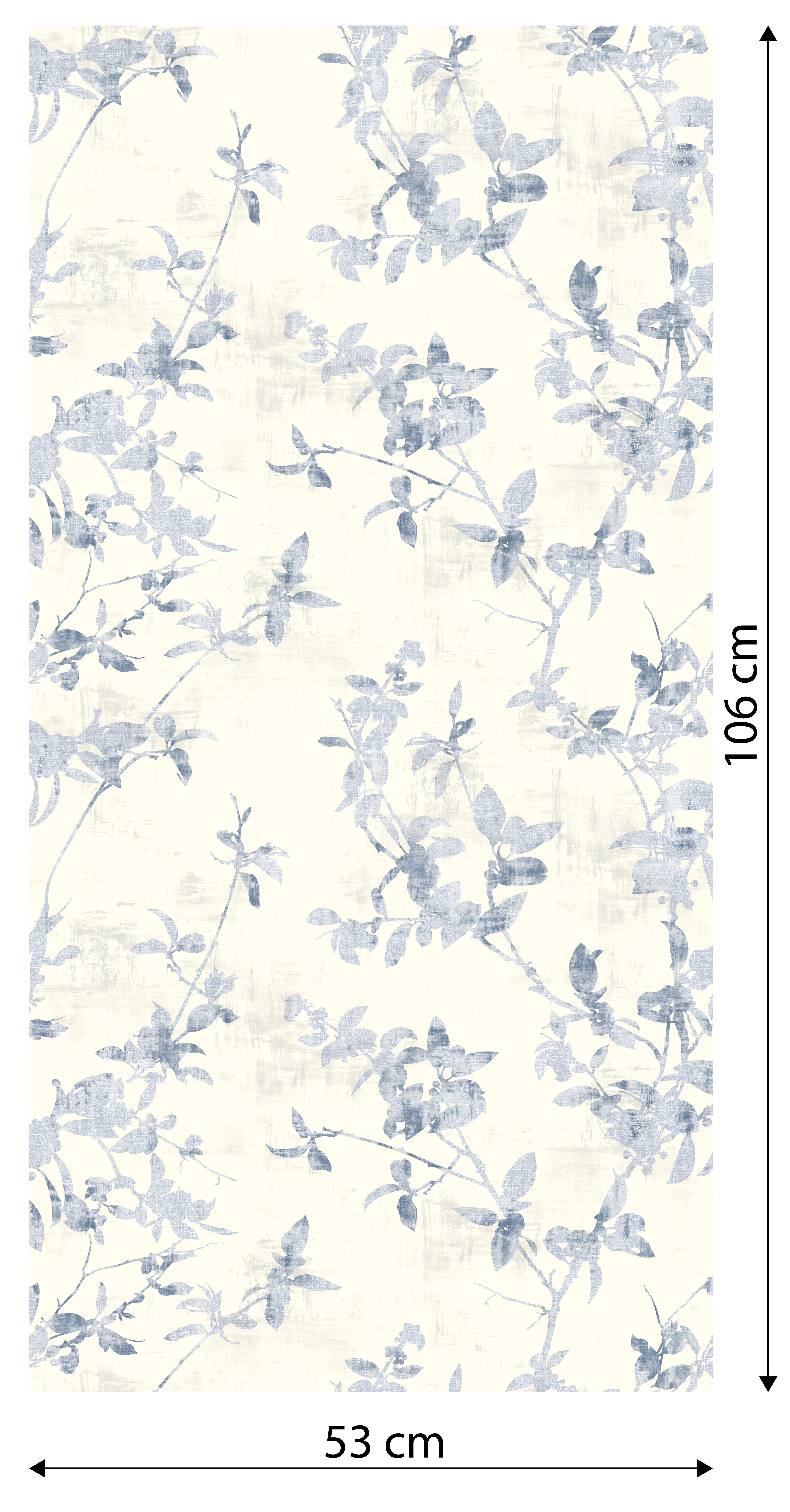 Papel pintado vinilo aplicación cola en pared Naturaleza Hojas azules azul   53cmx10.05m limpìeza con paño húmedo - 4