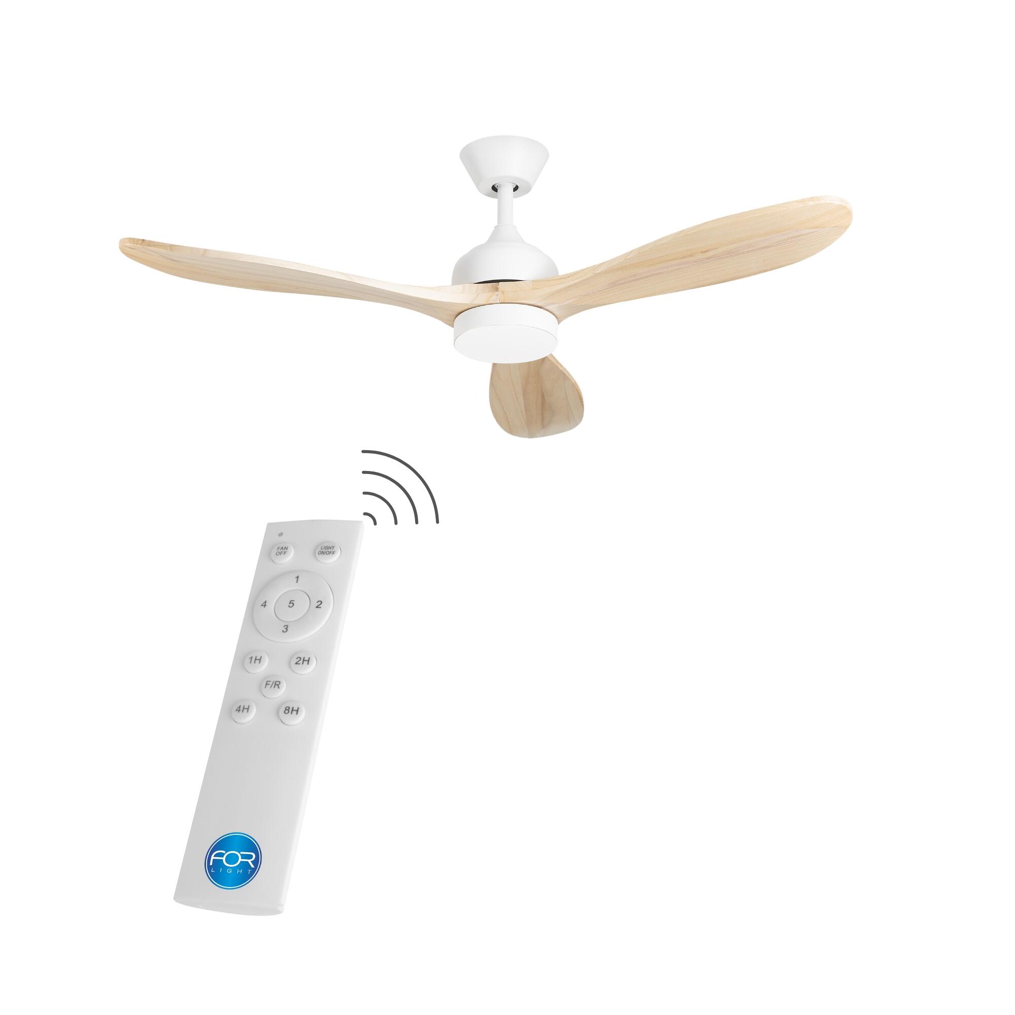Ventilateur de plafond LED, Calar, 132 cm, FORLIGHT, blanc et bois - 5