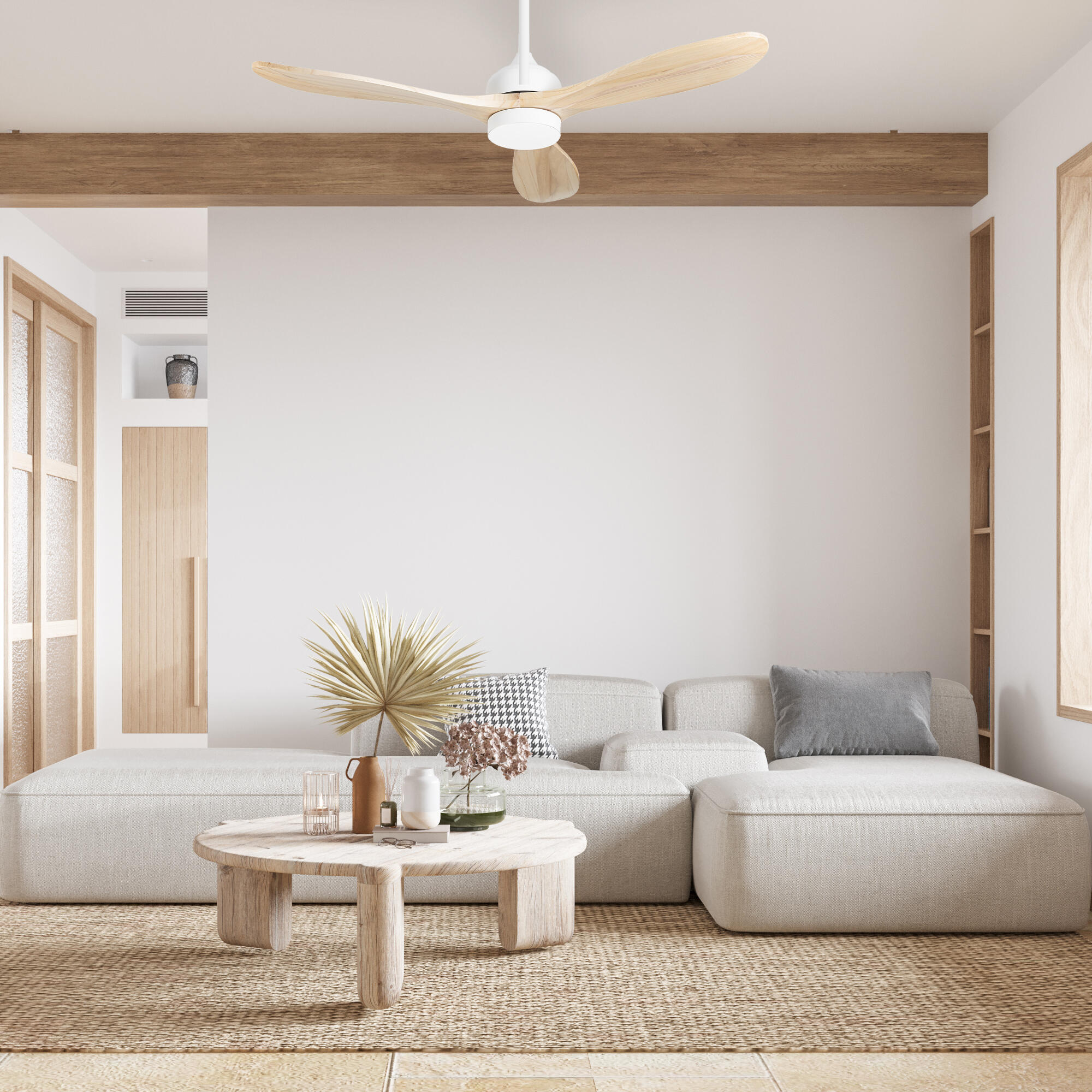Ventilateur de plafond LED, Calar, 132 cm, FORLIGHT, blanc et bois - 2