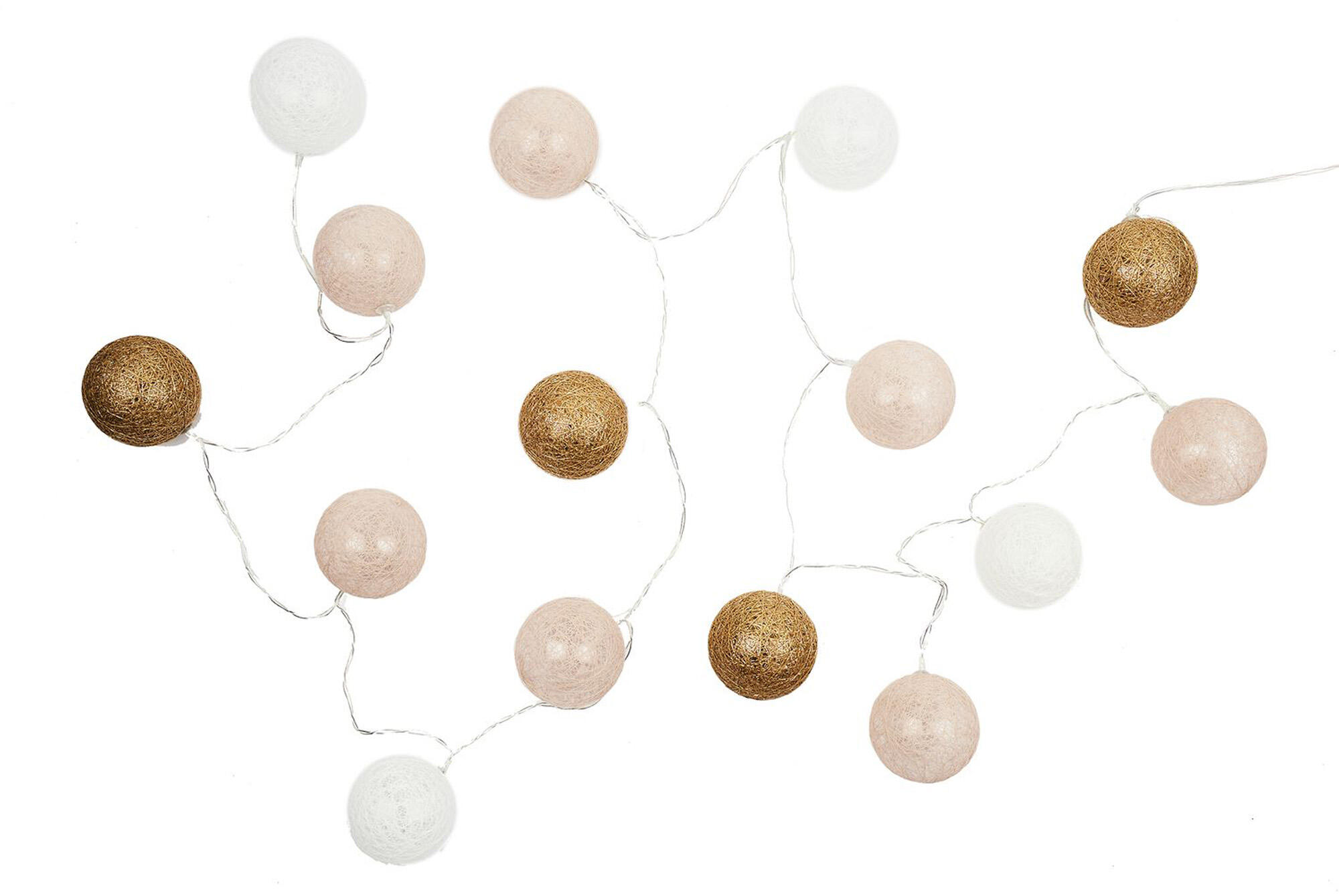 Guirnalda de bolas 15 luces led con usb dorado blanco