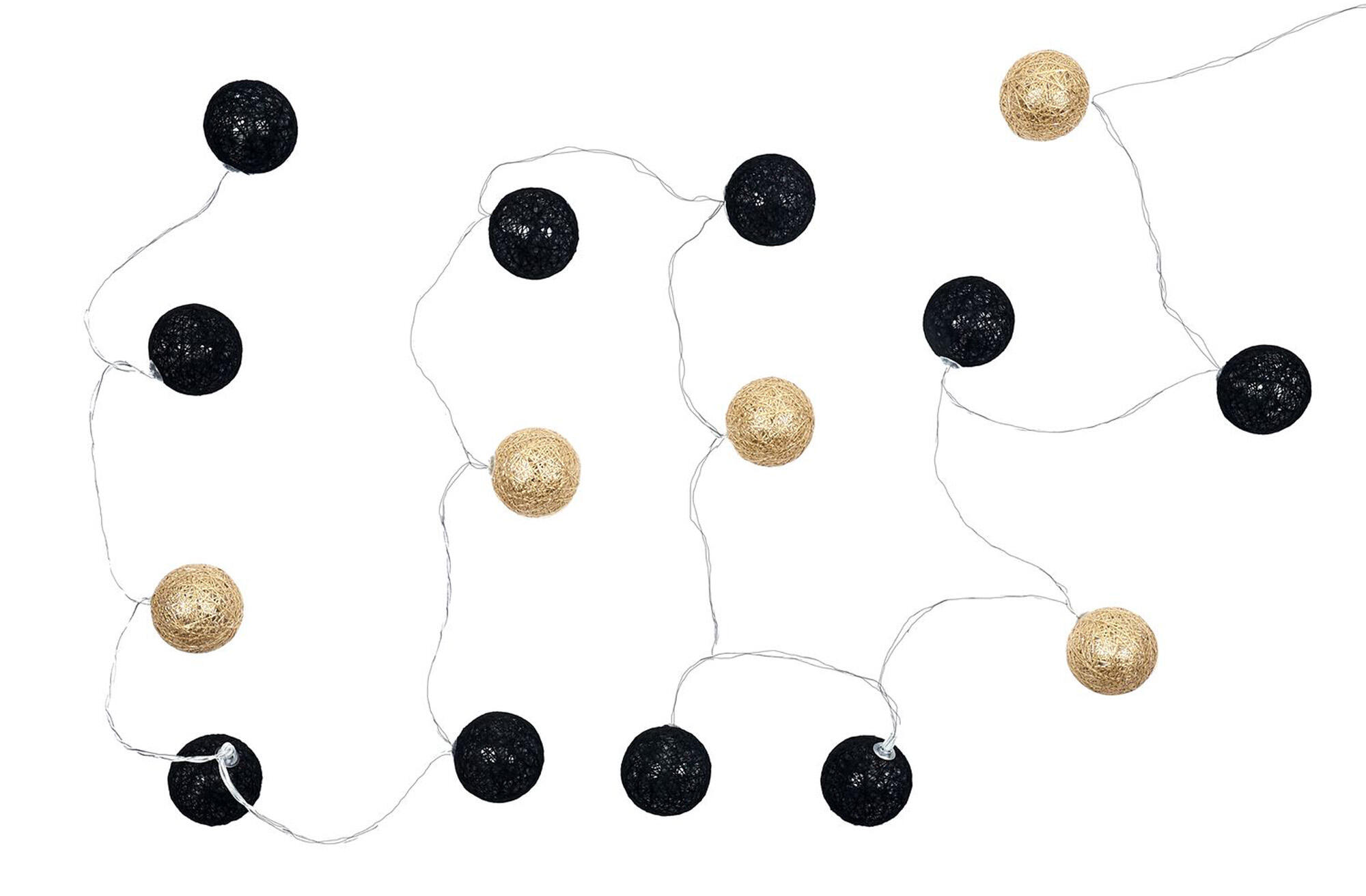 Guirnalda de bolas 15 luces led con usb negro dorado