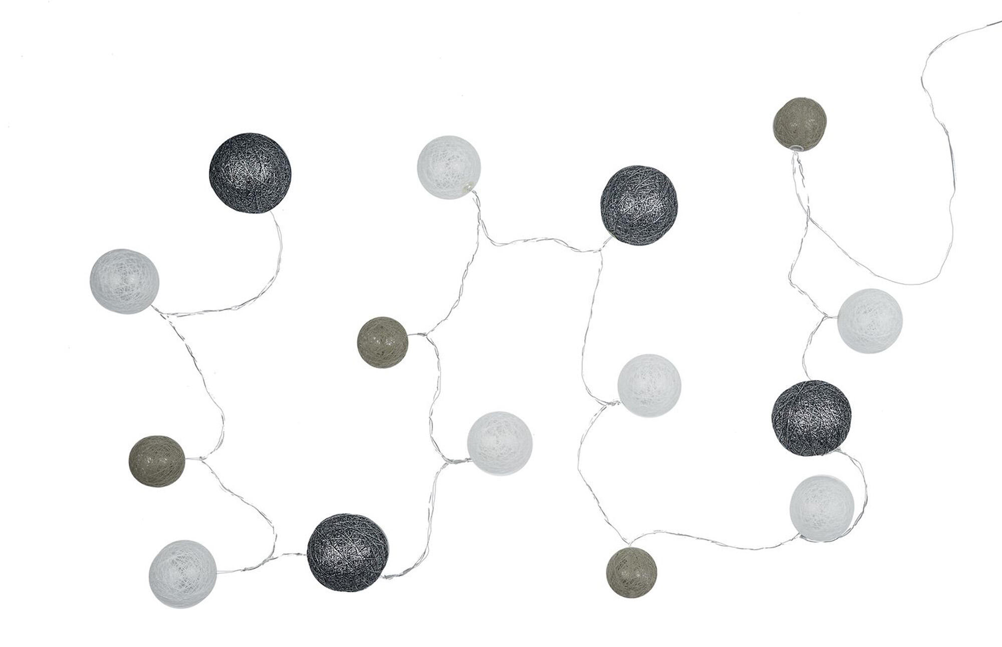 Guirnalda de bolas 15 luces led con usb gris
