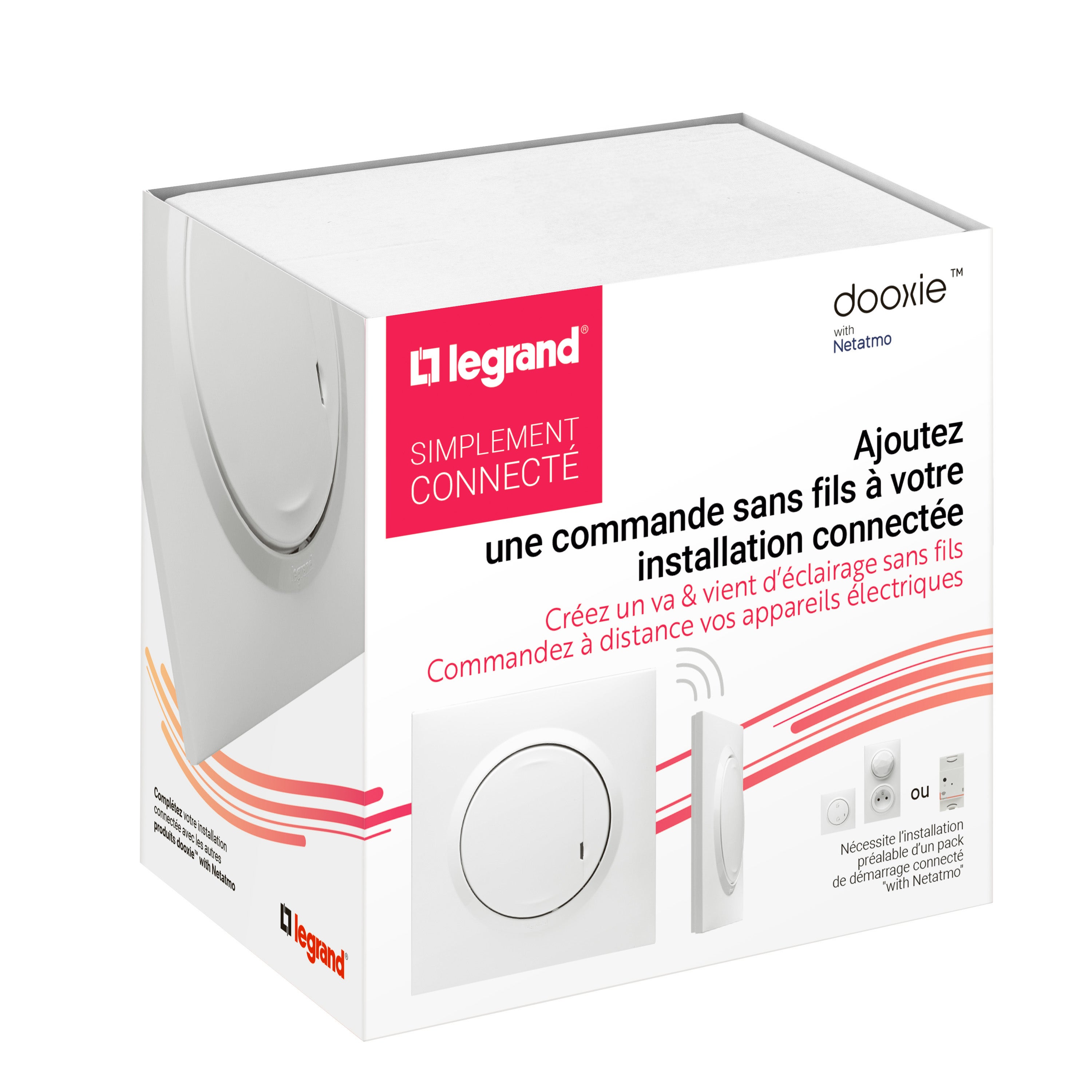 Commande va-et-vient connectée sans fil, LEGRAND Dooxie with Netatmo, blanc - 4