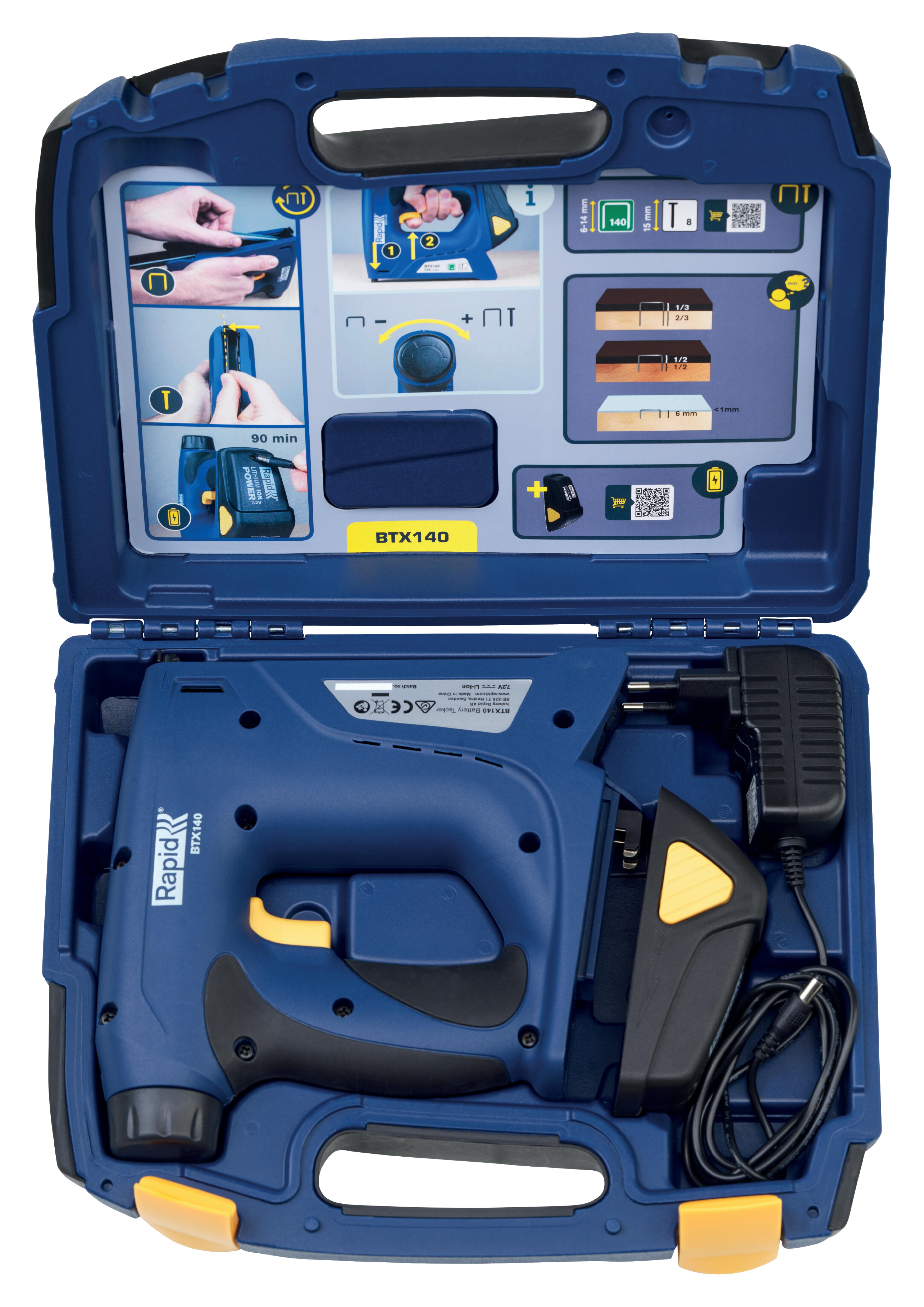 Agrafeuse/cloueuse batterie BTX140 Rapid, agrafes N°40 (6-14mm), clous 8 (15mm) - 9