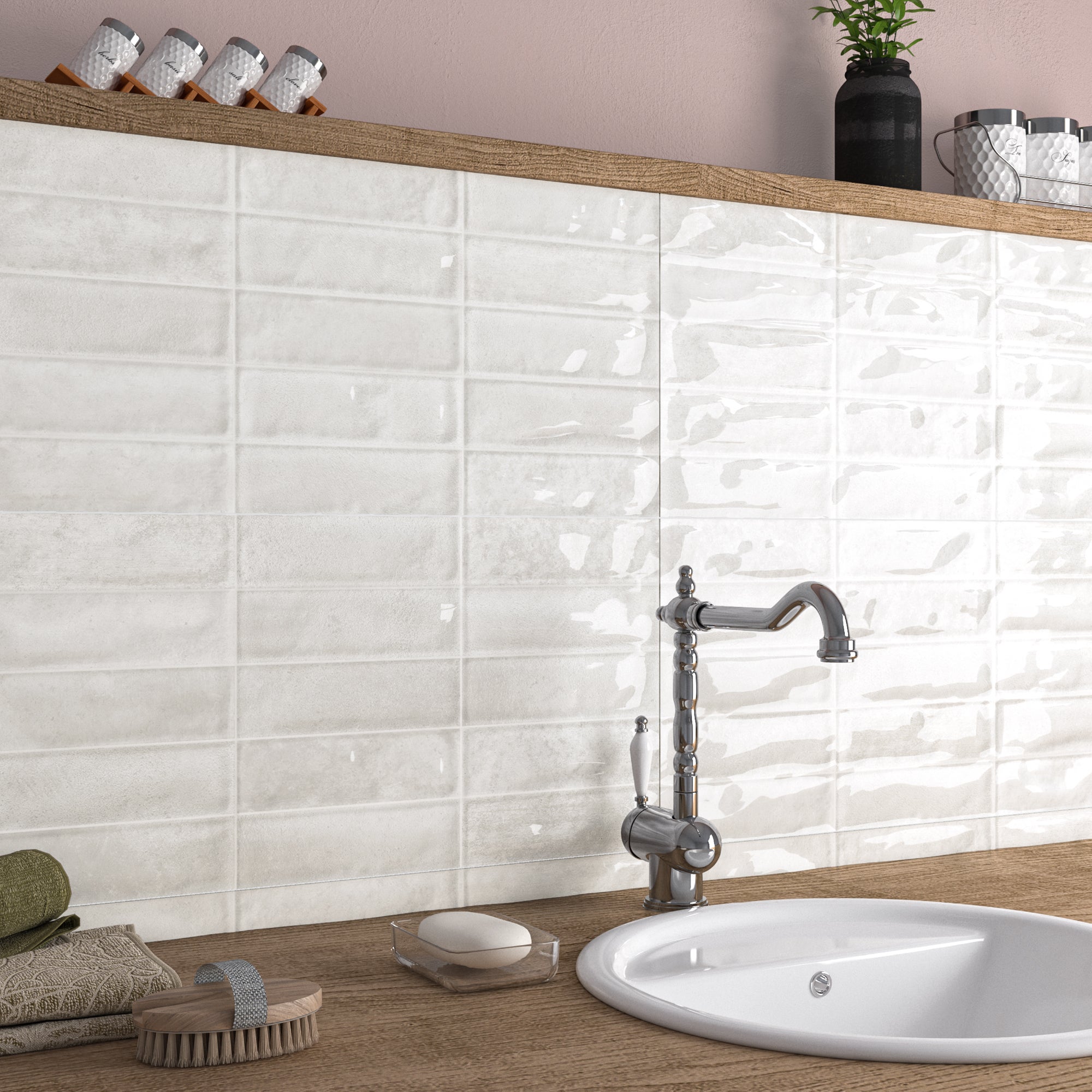 Azulejos de baño artens moha blanco brillo zoom - 1