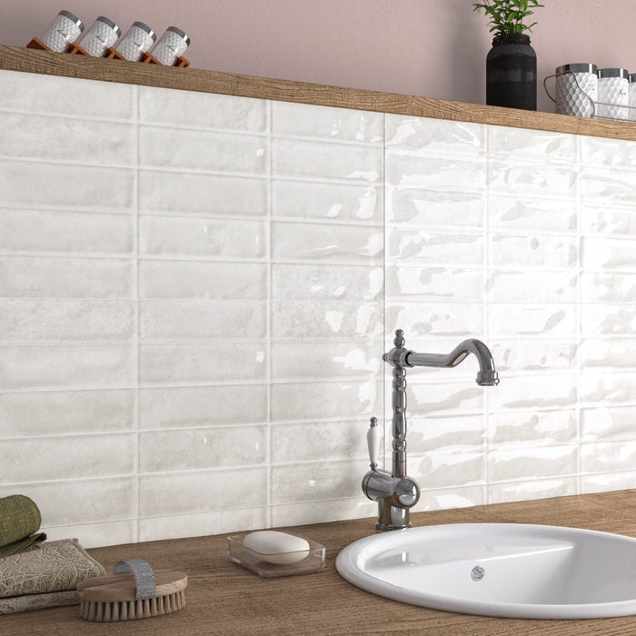Azulejos de baño artens moha blanco brillo zoom