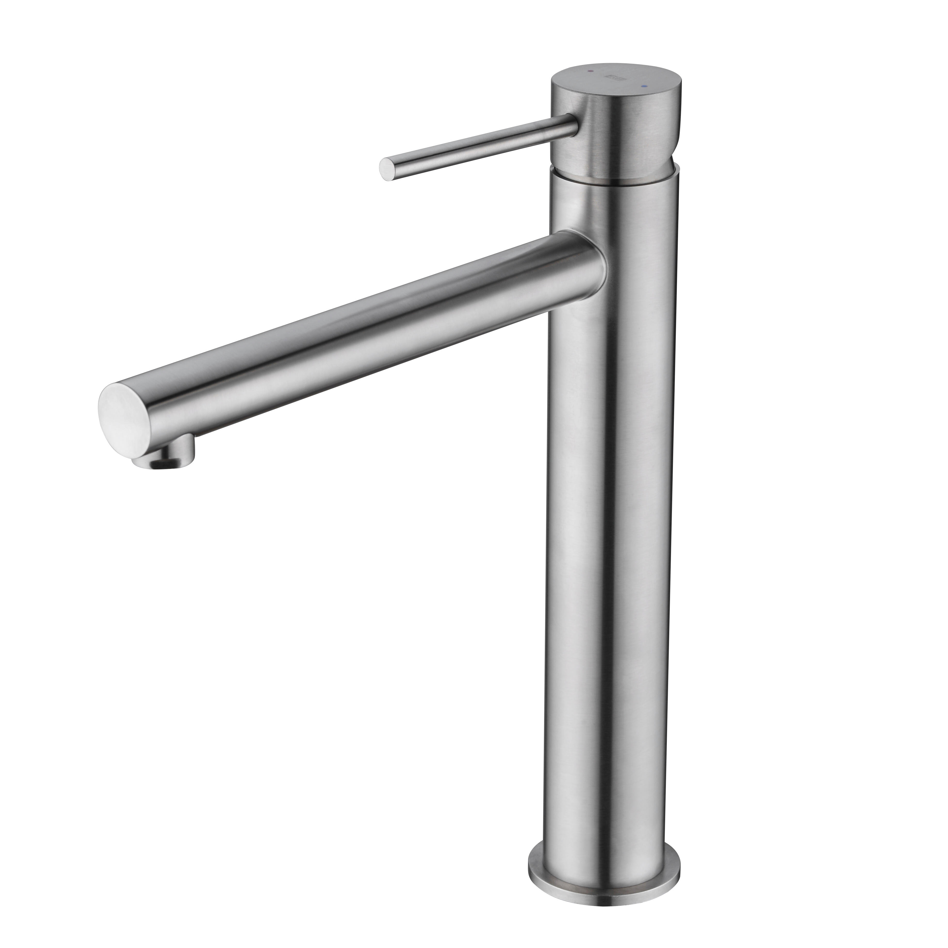 Grifo lavabo caño alto monomando essebagno envol aspecto acero inoxidable cepil