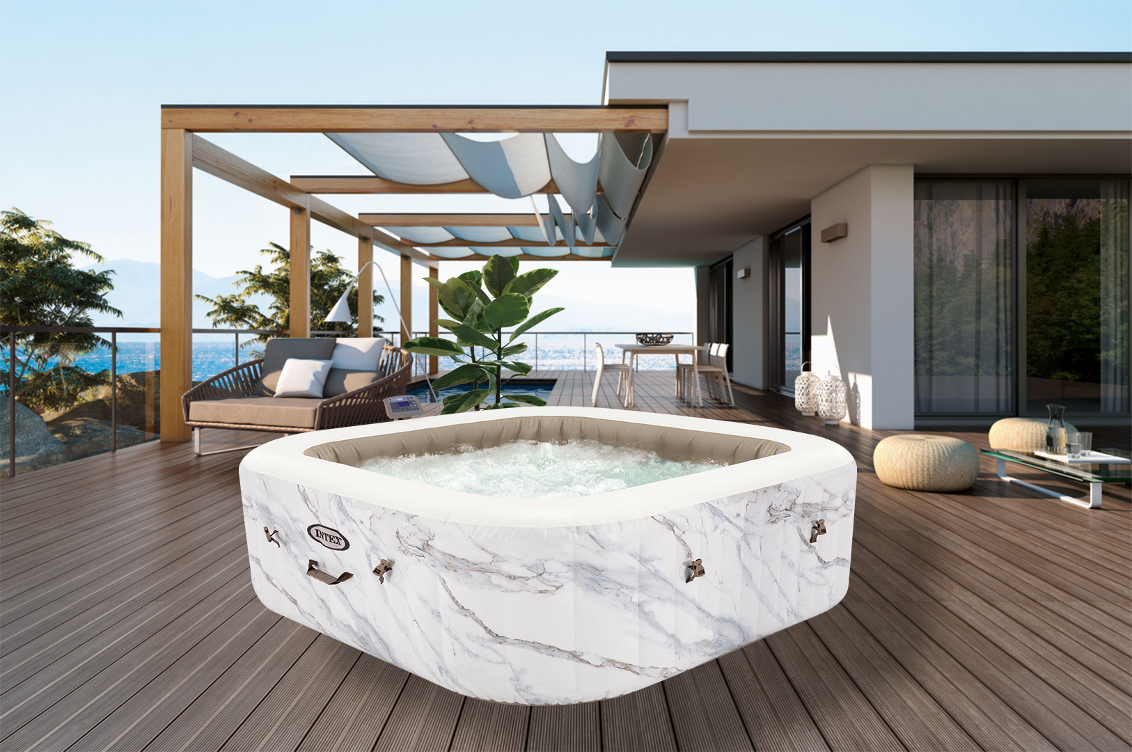 Pure Spa gonflable INTEX CALACATTA carré 4 places - 5