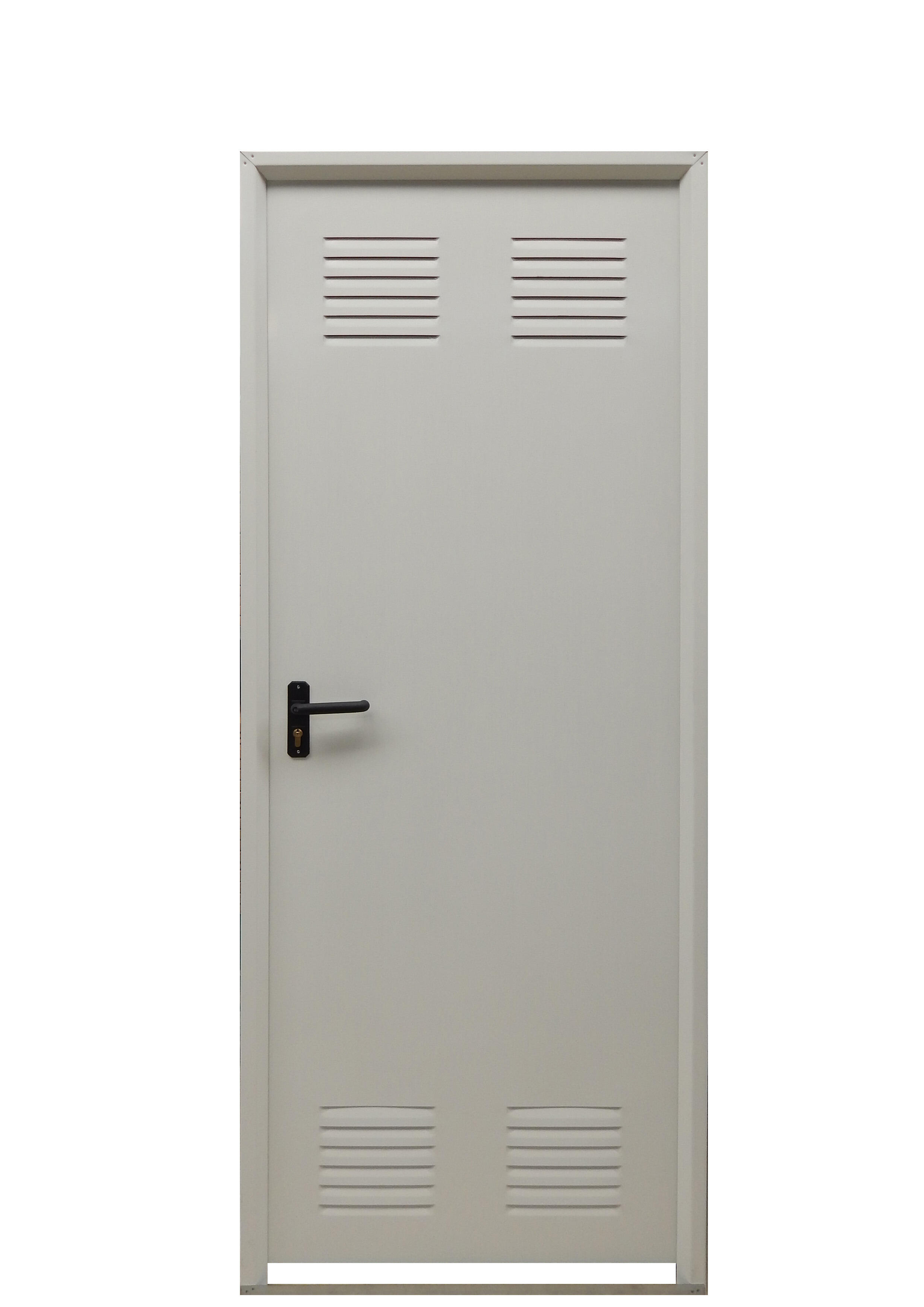 Porta de entrada com grelha direta de aço branco 80x200 cm - 3