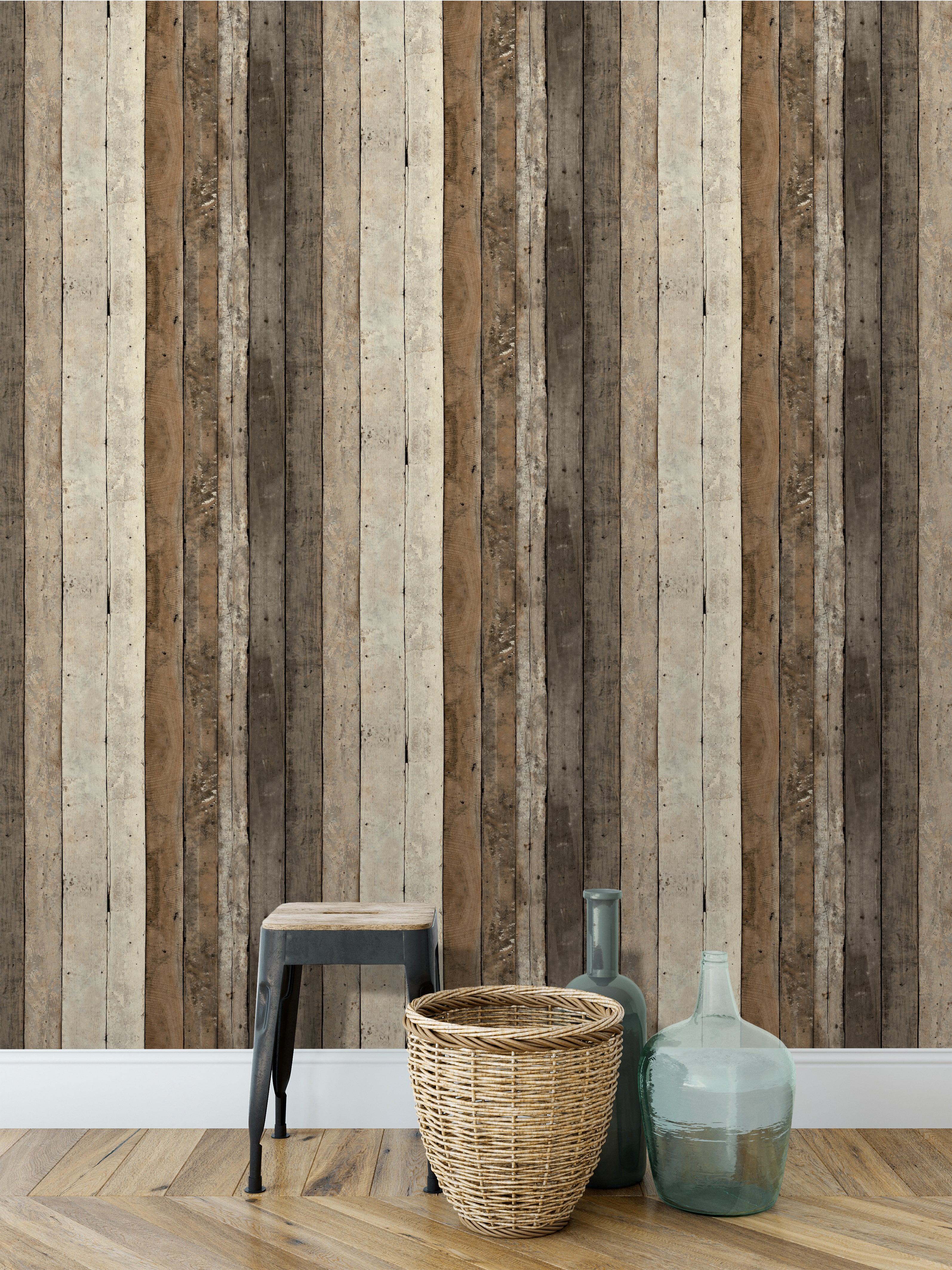 Papel pintado ecodecotm aplicación cola en pared imitación material eco tablas madera marrón deco-deco 53cmx10.05m limpìeza con paño húmedo