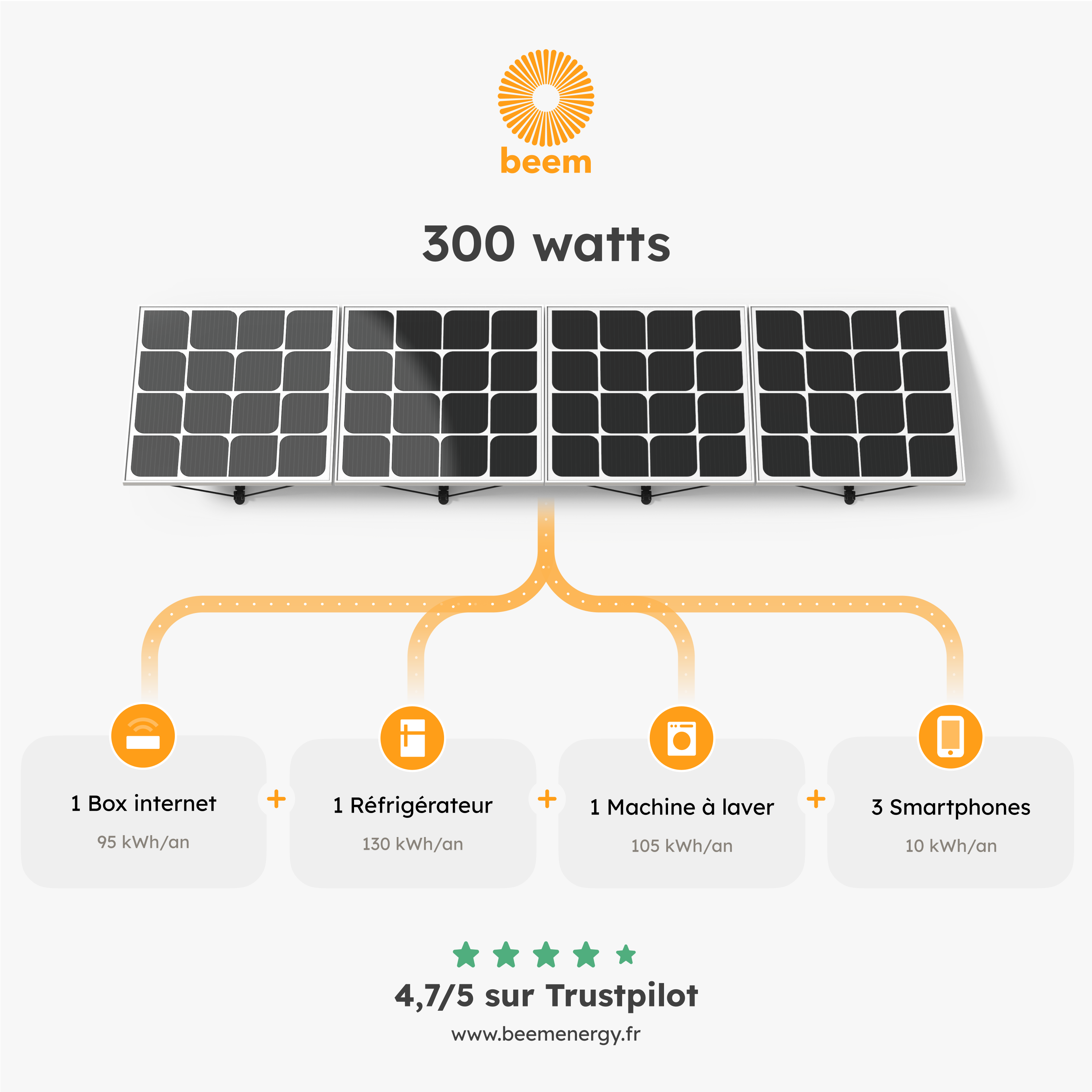 Panneau Solaire Beem Energy, Kit De Démarrage 300W, Installation Au Sol ...