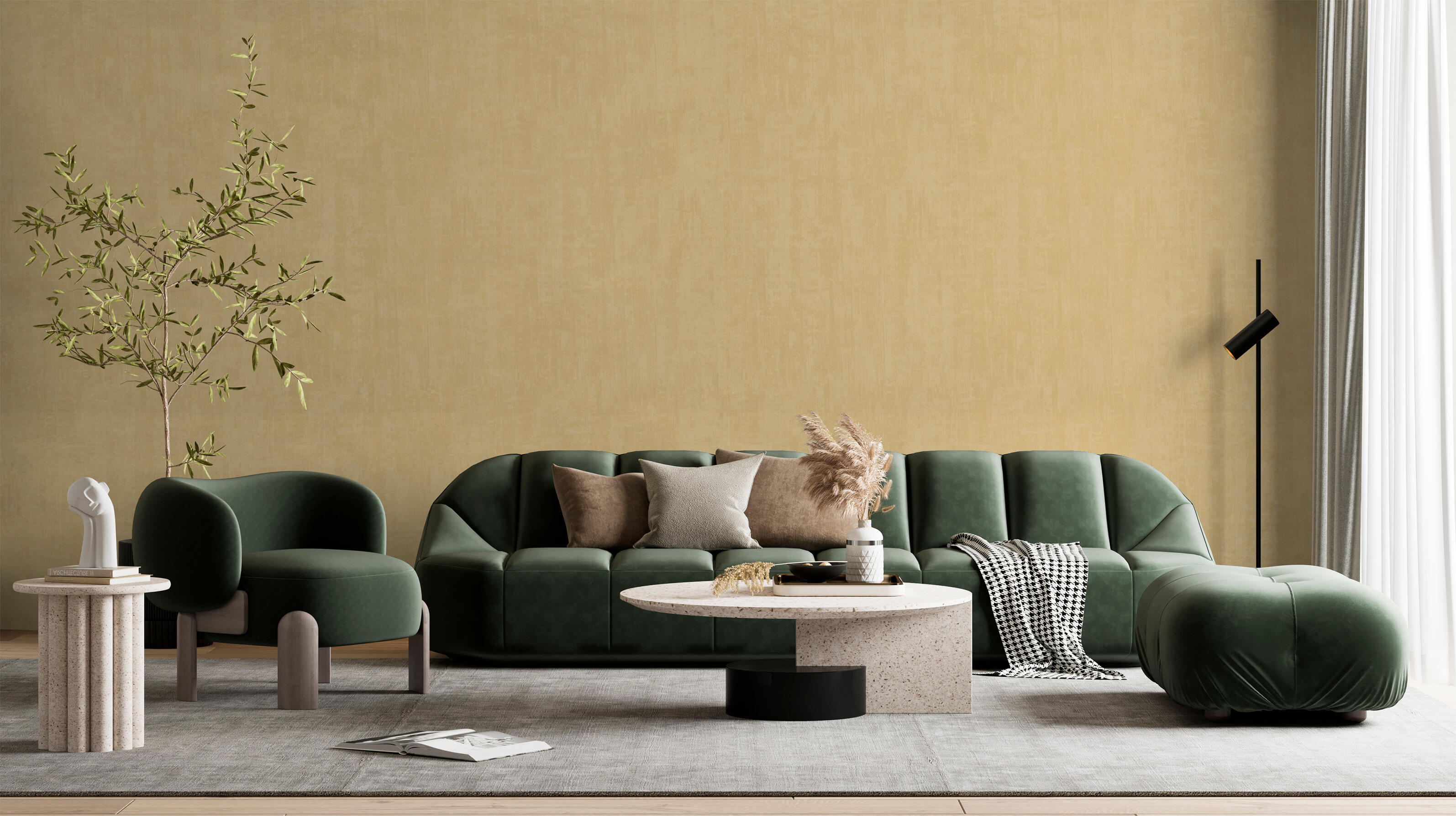 Papel pintado vinilo liso eco liso estucado amarillo