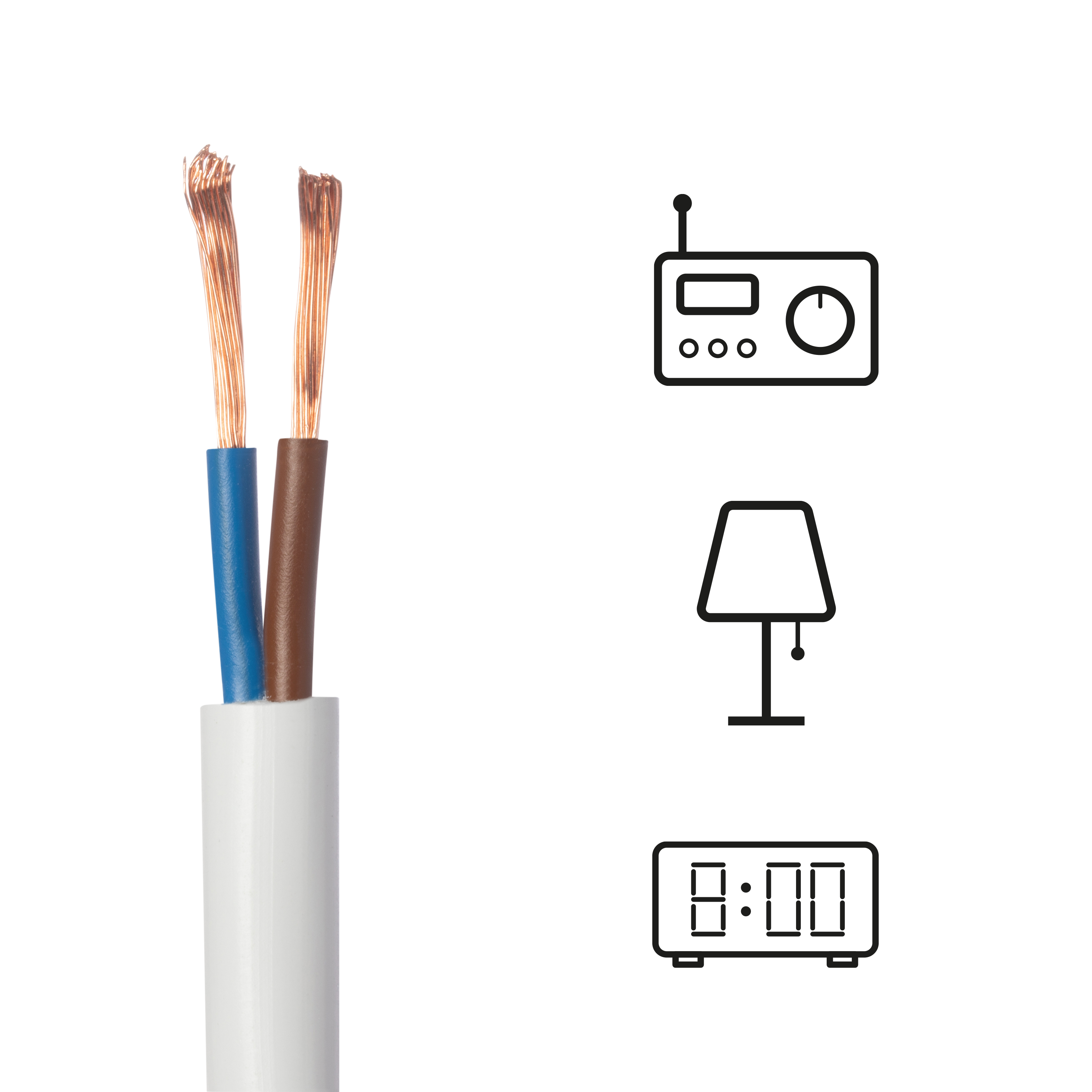 Câble électrique 2x0.75 mm² h03vvf L. 10m blanc - 2