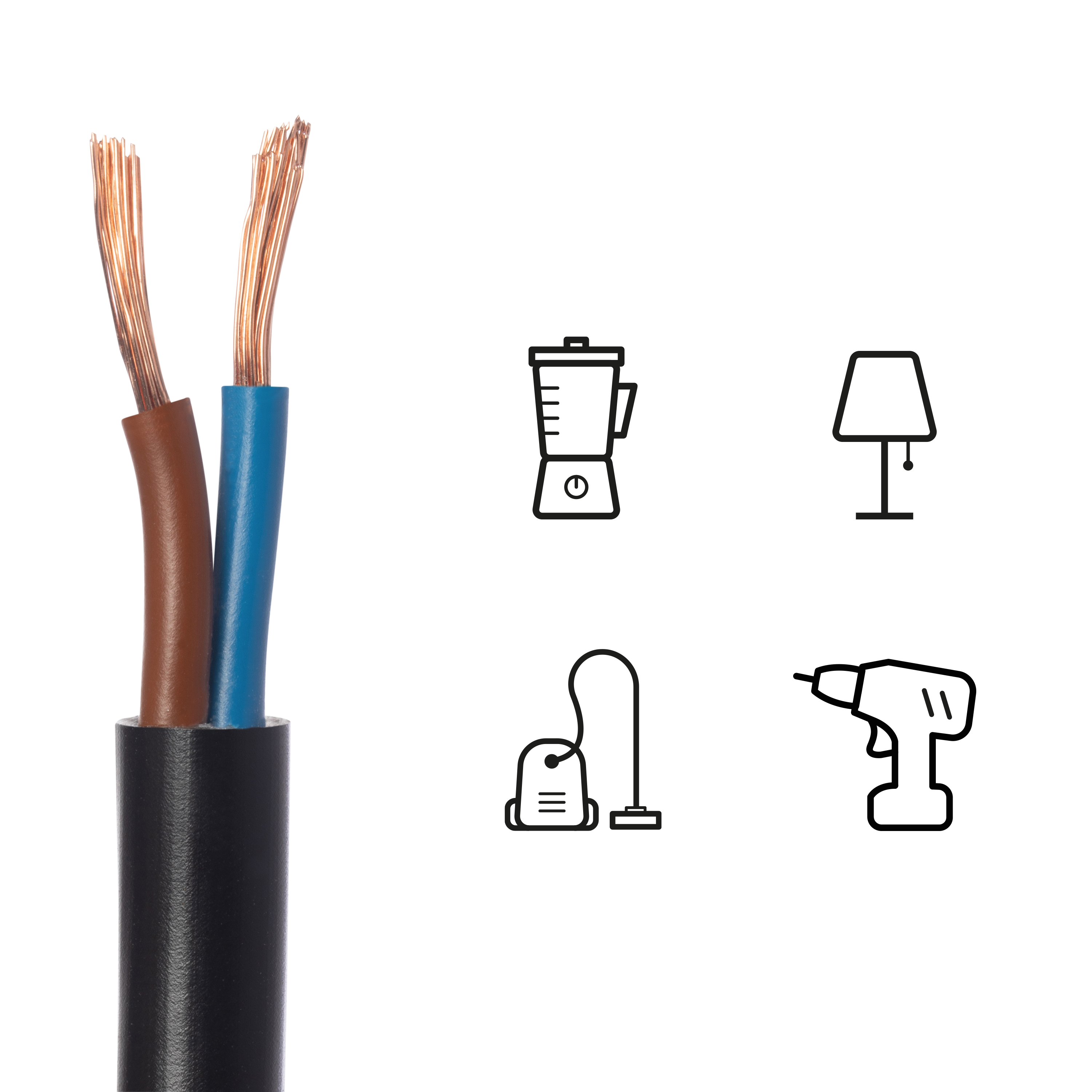 Cable LEXMAN H05VV-F 2X1.5MM2 25M negro - 2