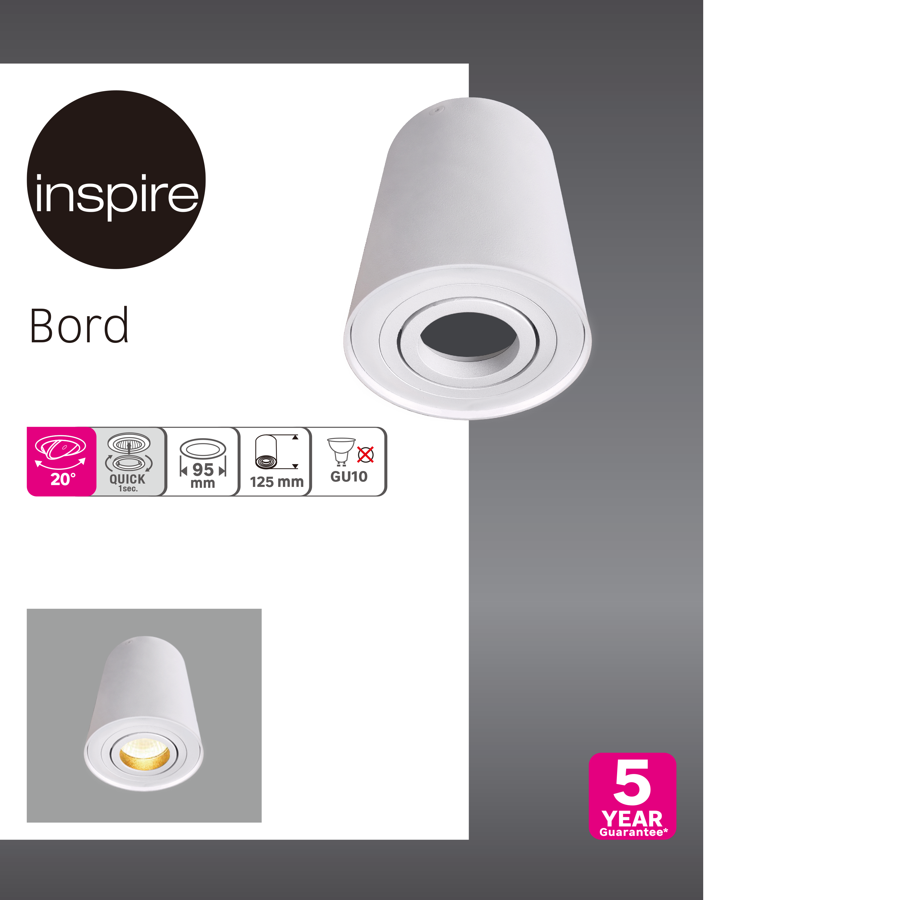 Oprawa natynkowa Bord biała GU10 Inspire - 6