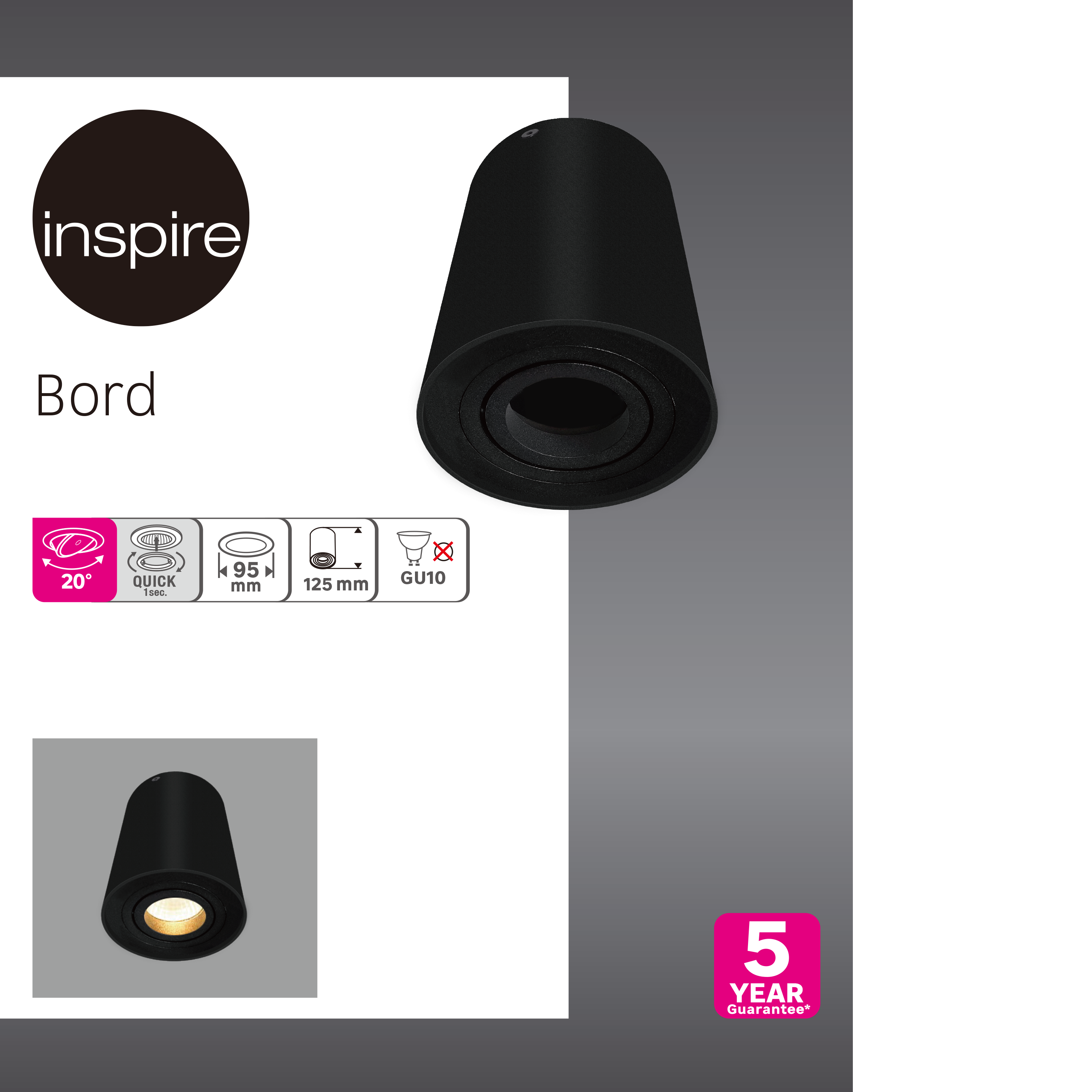 Oprawa natynkowa Bord czarna GU10 Inspire - 6