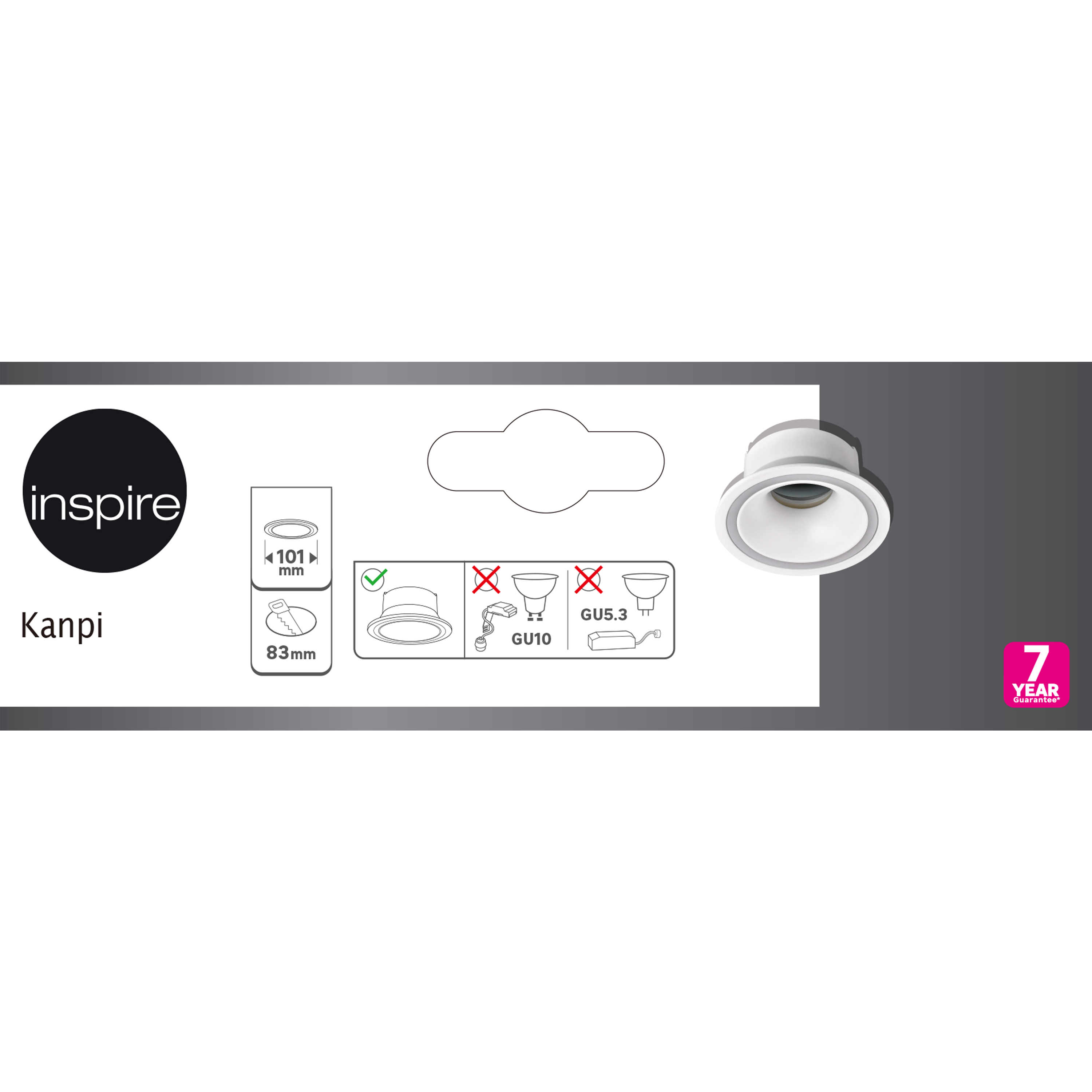 Downlight empotrable blanco redondo ranurado compatible con bombilla GU10 INSPIRE Kampi ø10.1 cm IP20 - Foco empotrable para techos - 5