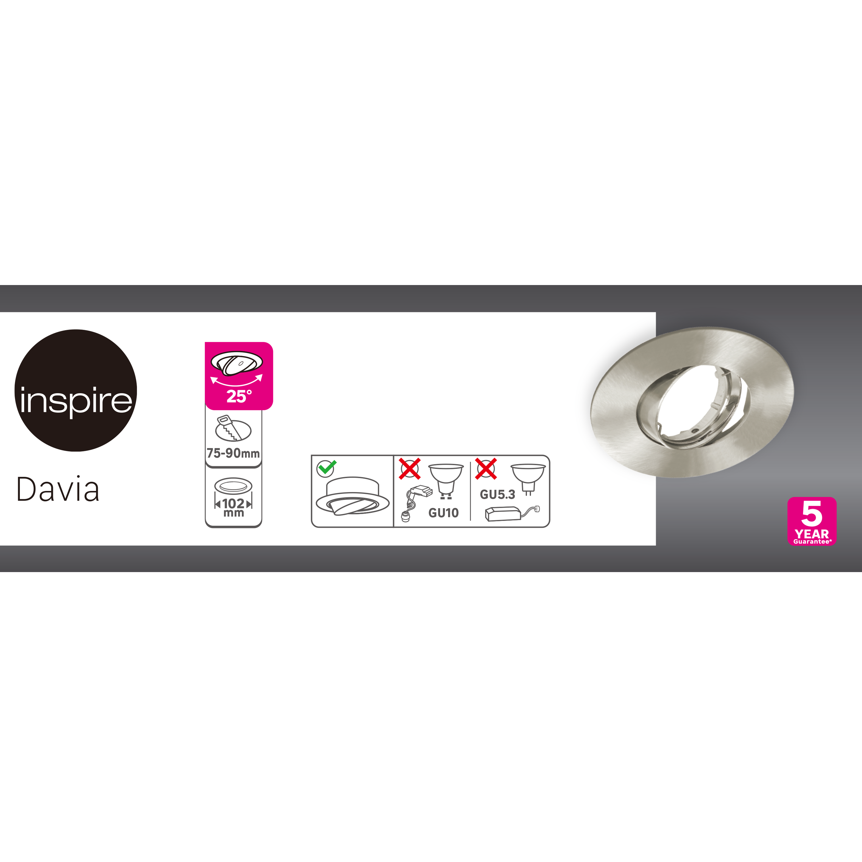 Oprawa stropowa oczko Davia nikiel GU10 Inspire - 5