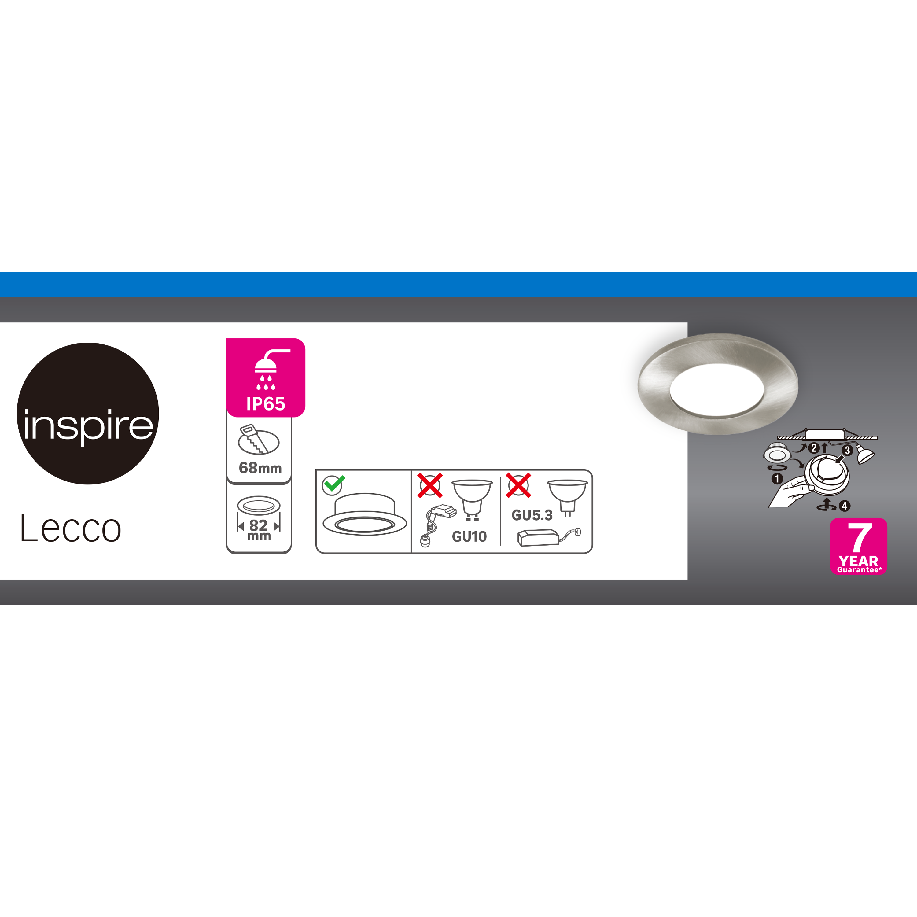 Portafaretto da incasso in alluminio LECCO GU10 grigio tondo IP65 INSPIRE - 11