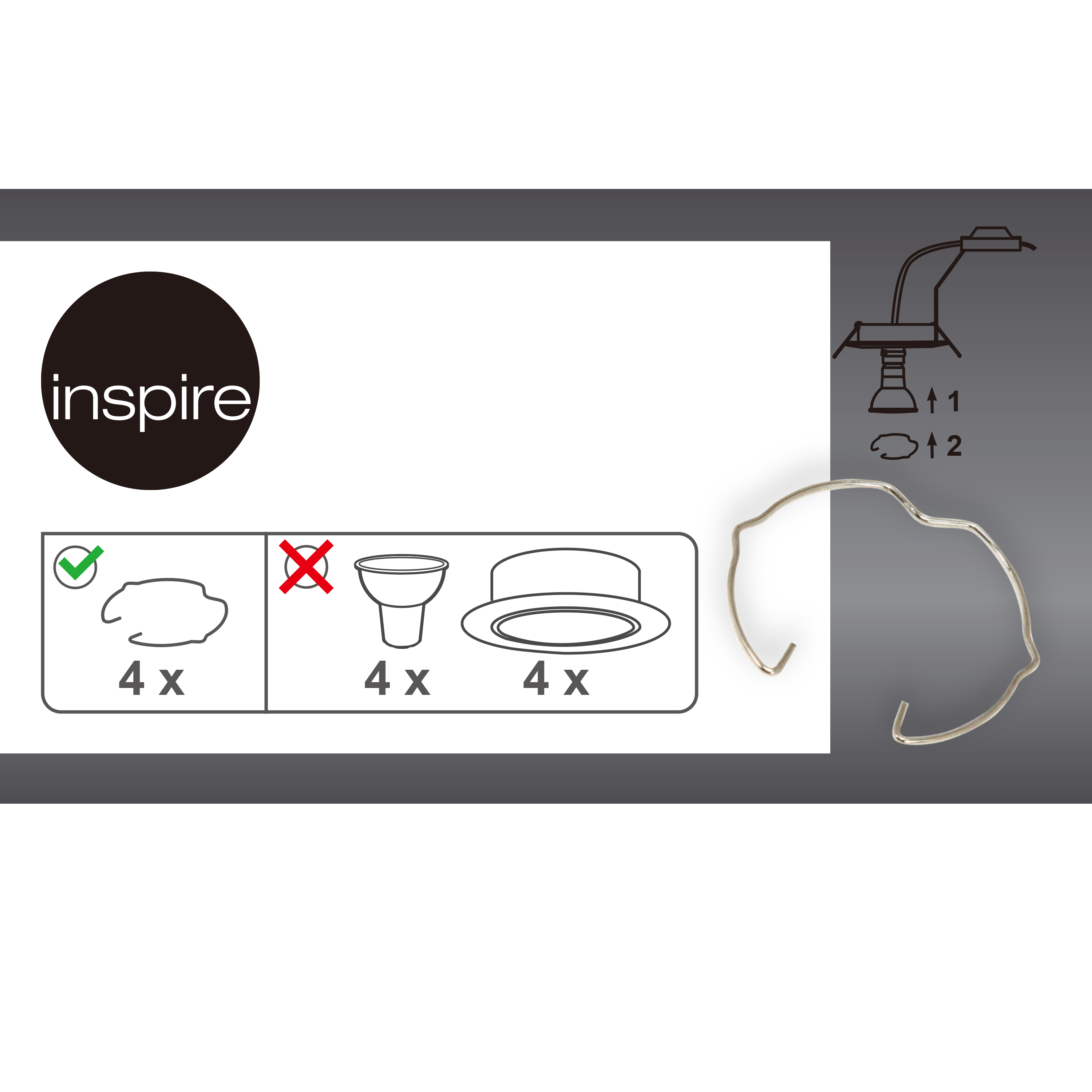 Lot de 4 ressorts anneau fixe INSPIRE acier - 4