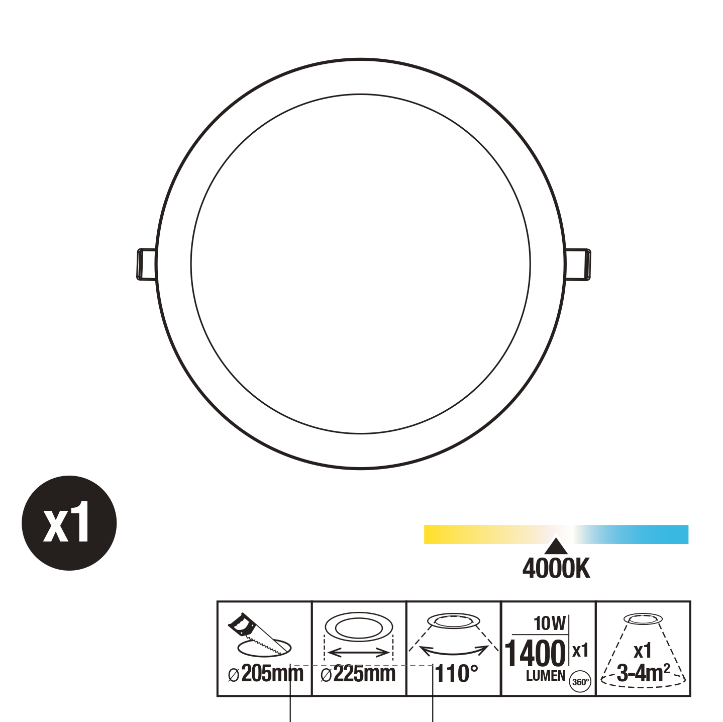 Foco de encastrar LED redondo 1400lm Inspire Drive - 4