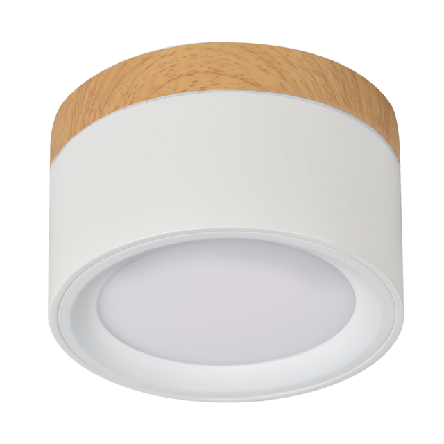 Oprawa natynkowa Tori biała z drewnem IP44 LED Inspire