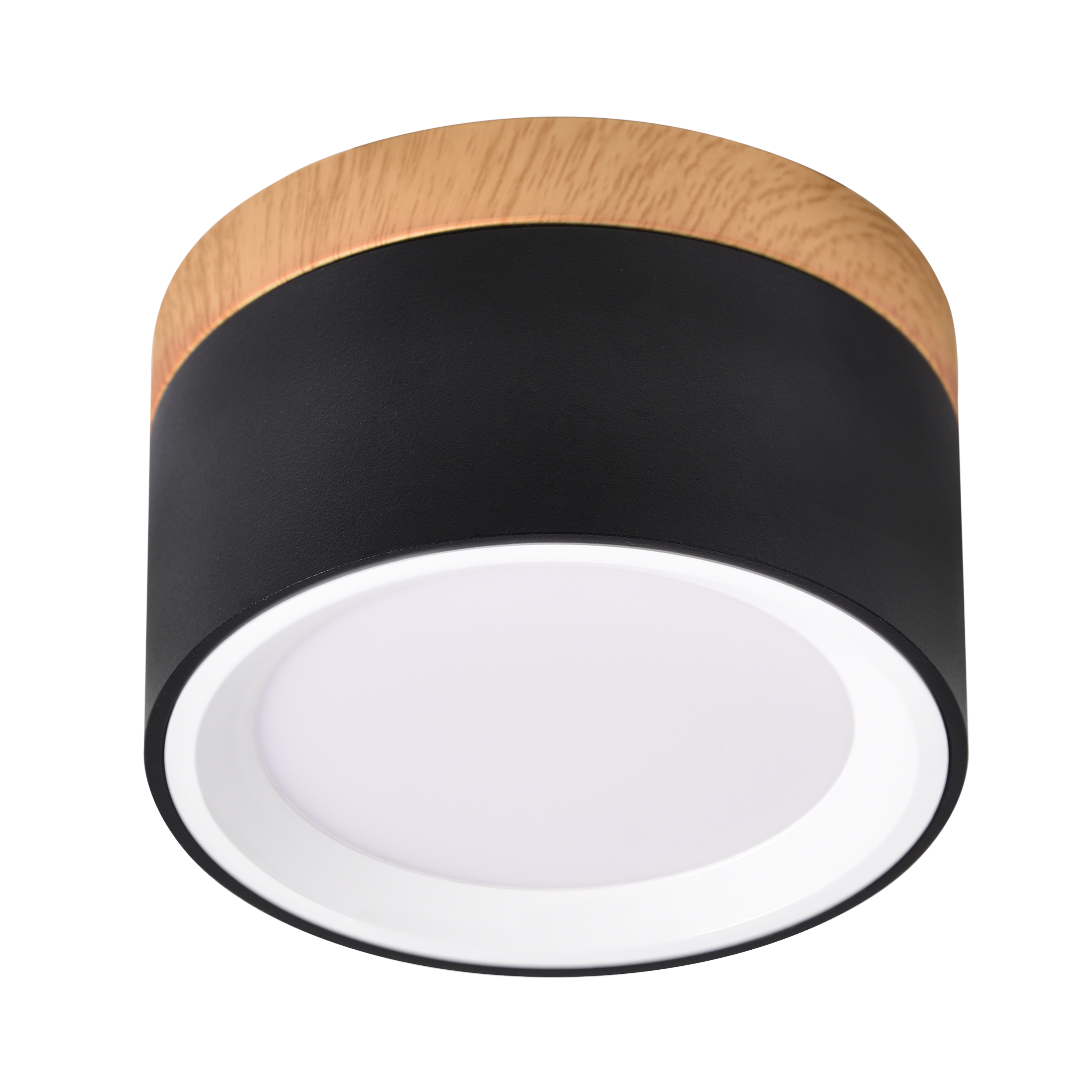 Oprawa natynkowa Tori czarna z drewnem IP44 LED Inspire