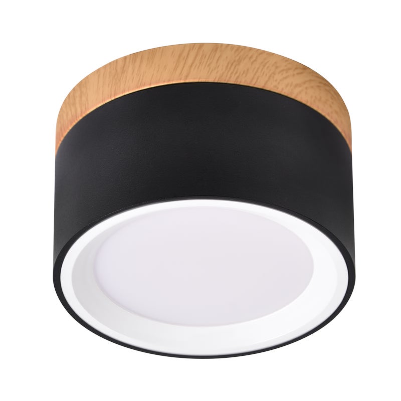 Oprawa natynkowa Tori czarna z drewnem IP44 LED Inspire