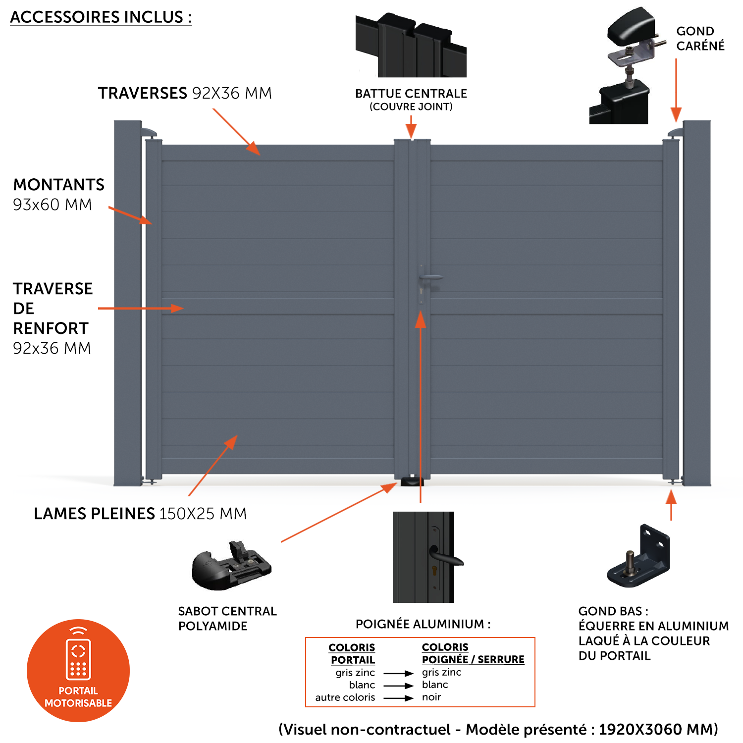 Portail battant aluminium Lao gris zinc Klos up!, l.350 x H.192 cm - 5
