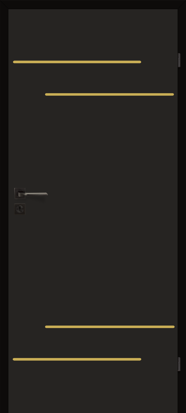 Drzwi wewnętrzne pełne Signum 80 prawe czarny mat i złote aplikacje Voster