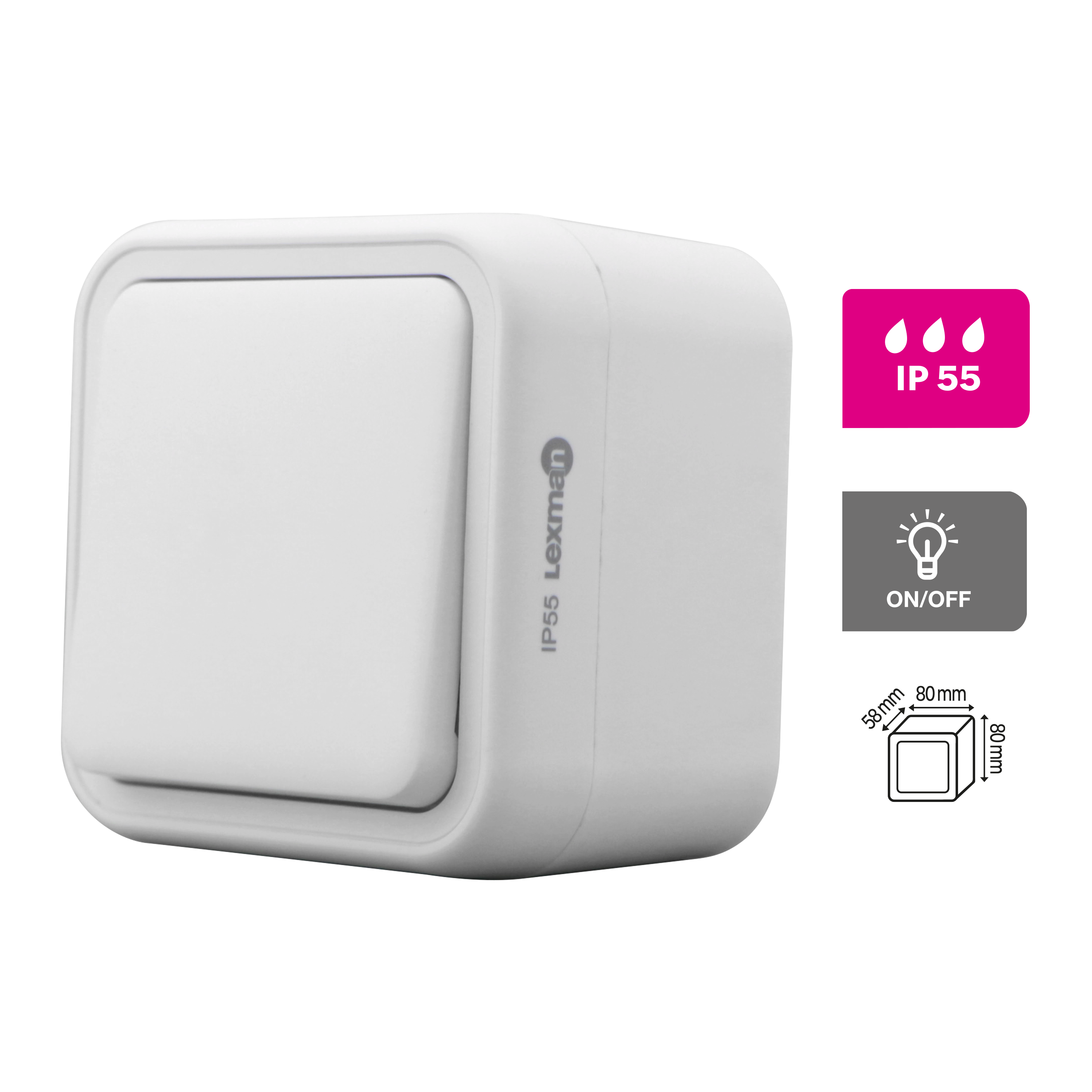 Interrupteur va-et-vient, LEXMAN Trail, blanc - 4