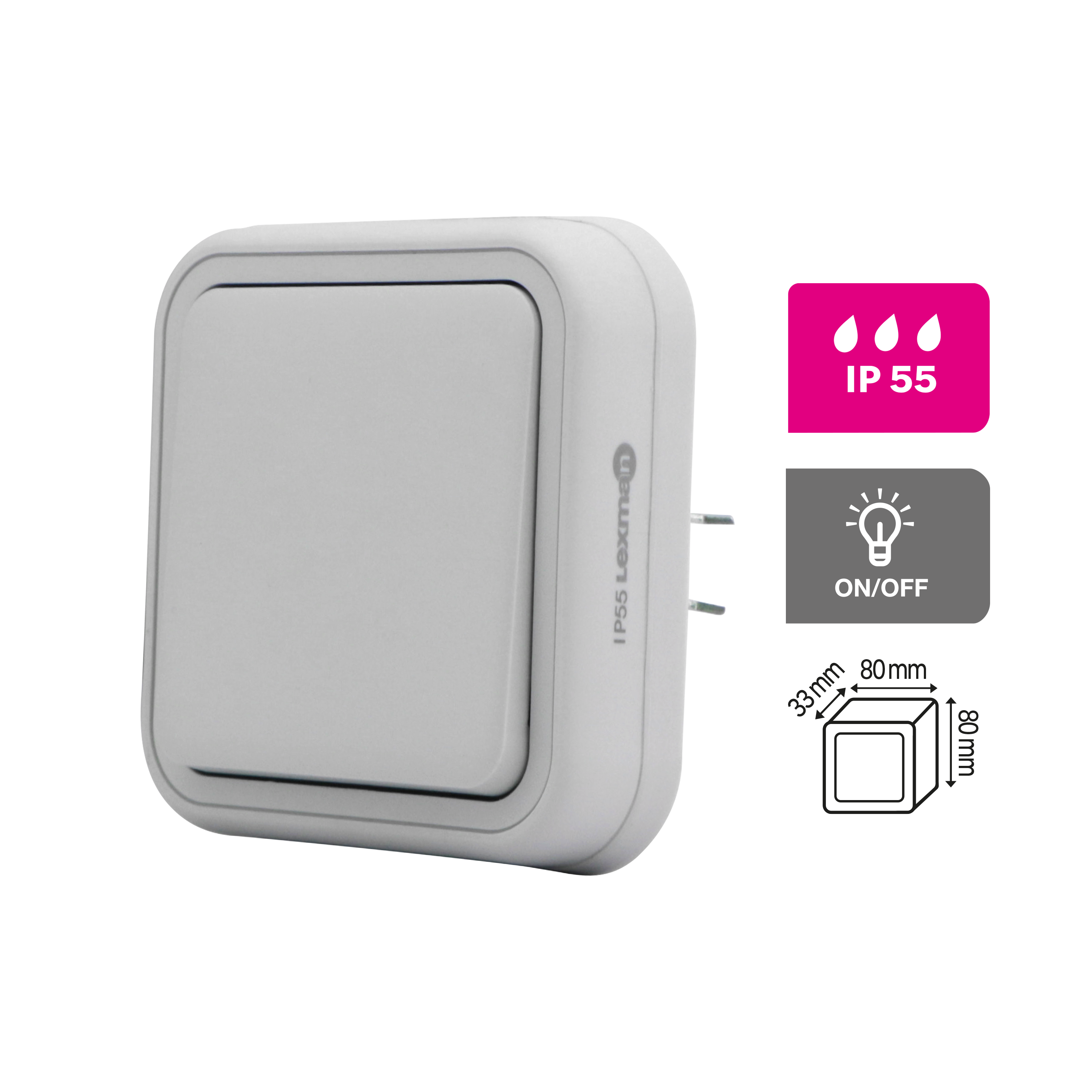 Interrupteur va-et-vient, LEXMAN Trail, gris - 4