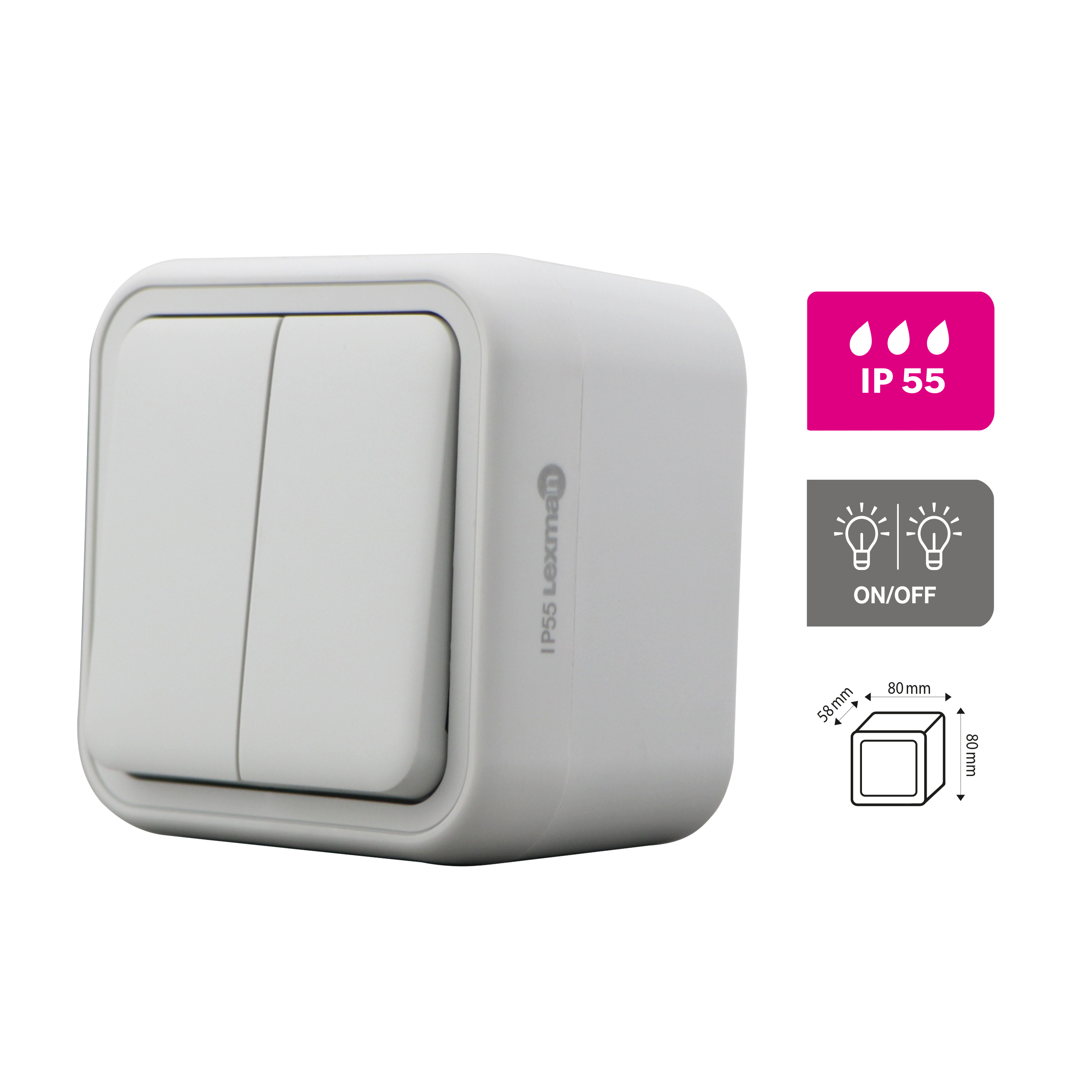 Interrupteur va-et-vient, LEXMAN Trail, gris - 4