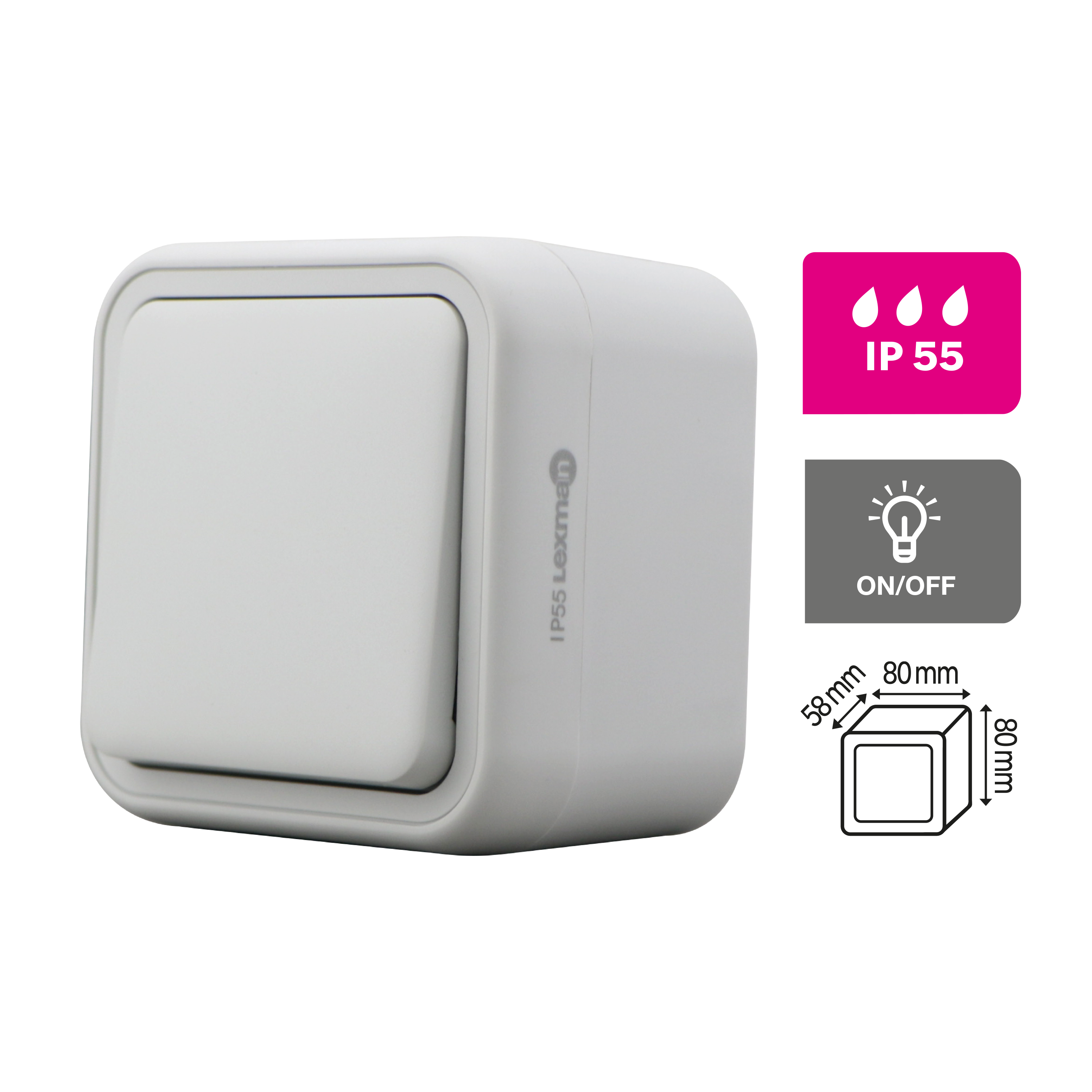 Interrupteur va-et-vient, LEXMAN Trail, gris - 4