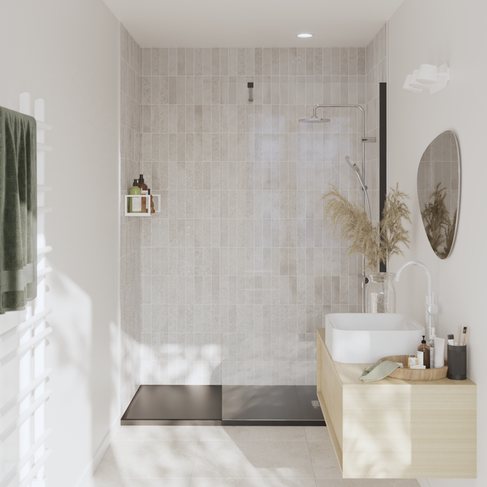 azulejos zellige blancos efecto brillante baño